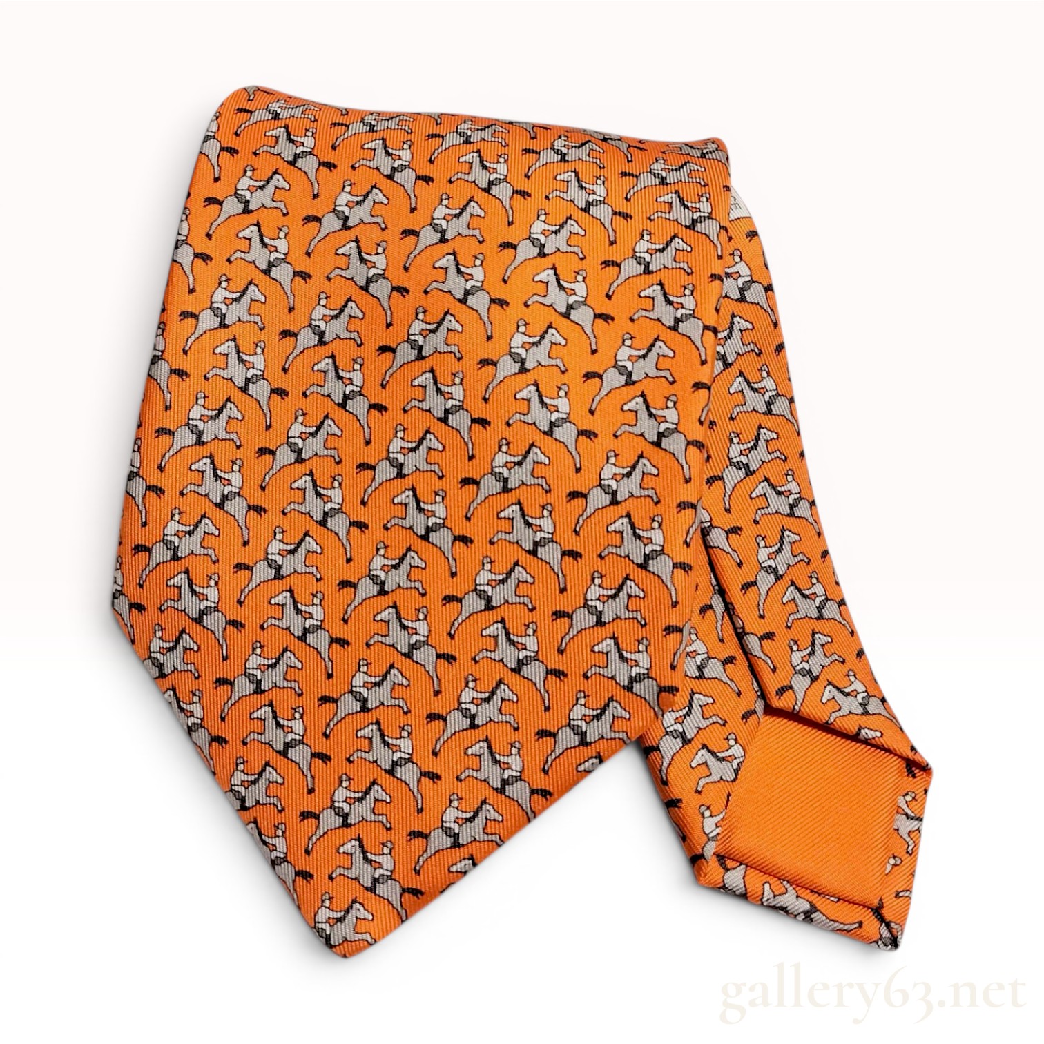 Hermès Paris Equestrian Motif Silk Necktie