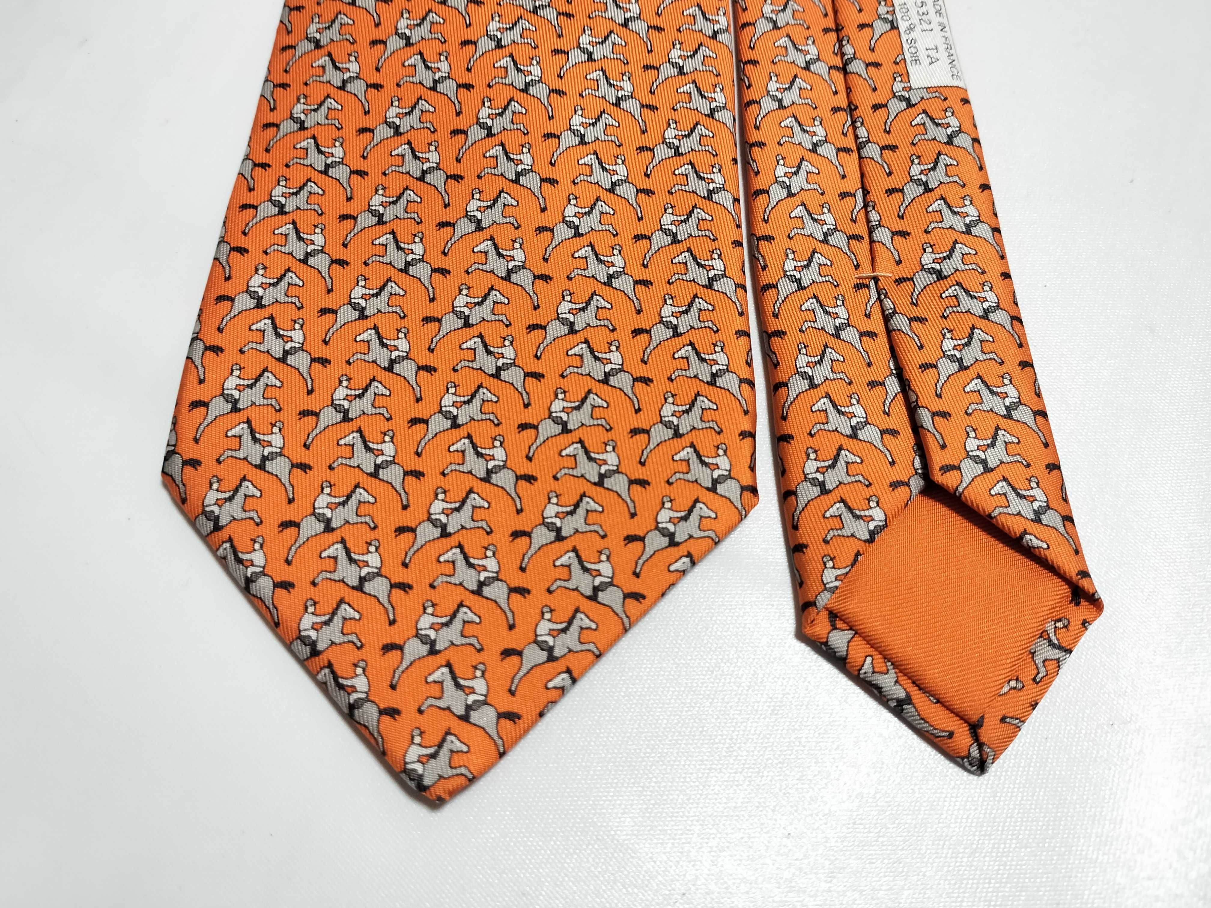 Hermès Paris Equestrian Motif Silk Necktie