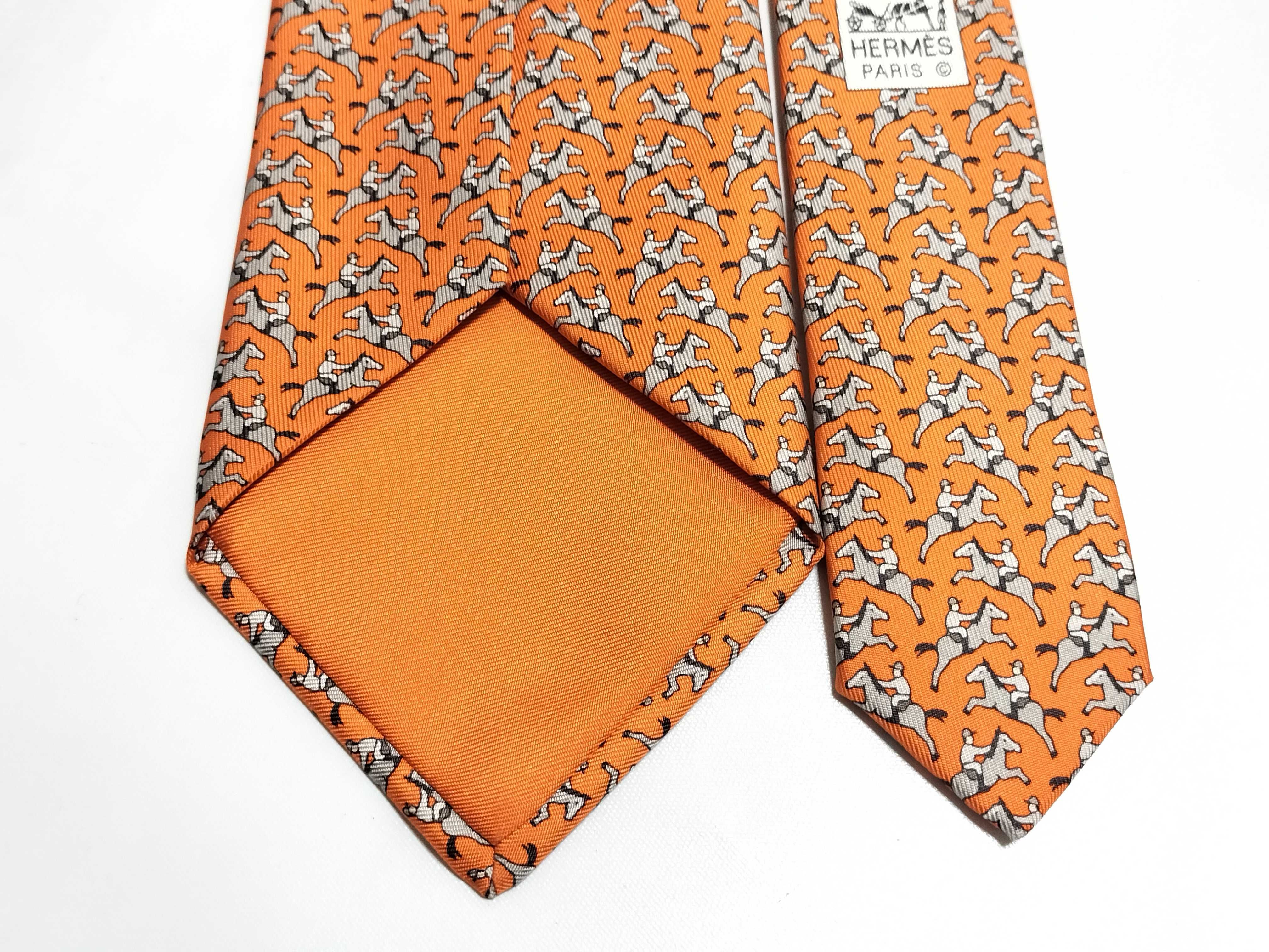 Hermès Paris Equestrian Motif Silk Necktie