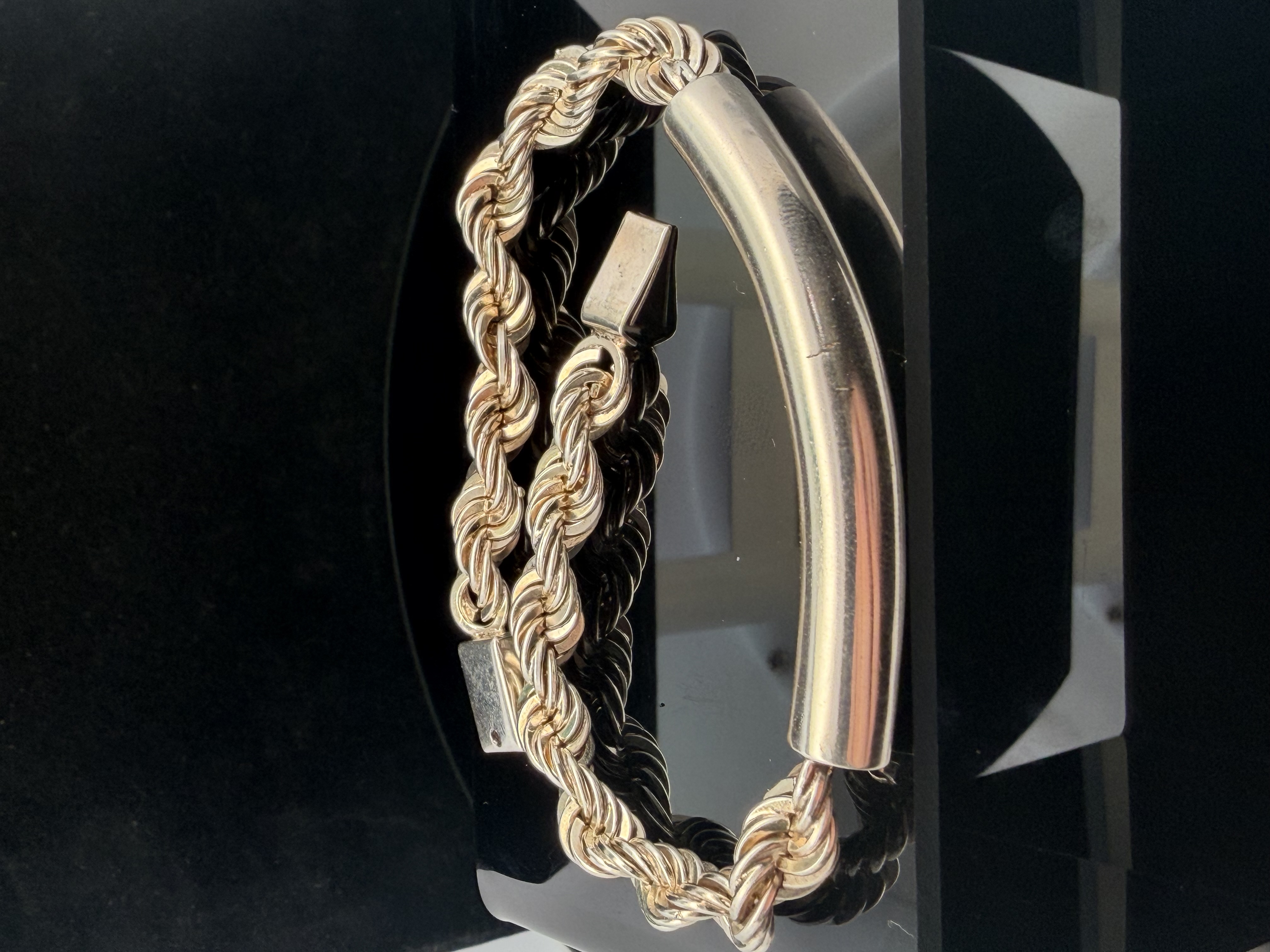 Estate Sterling Silver Rope ID Bracelet