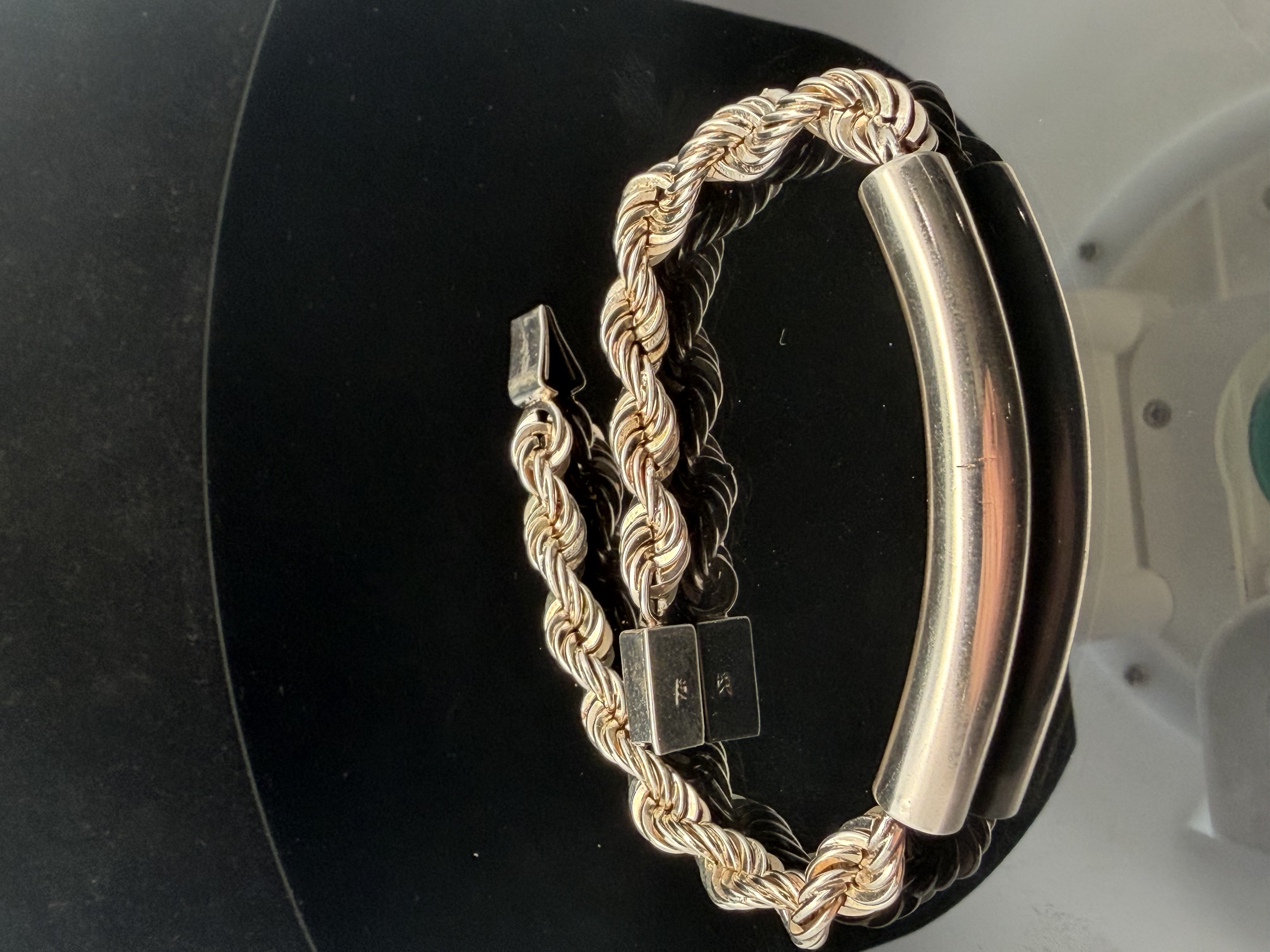 Estate Sterling Silver Rope ID Bracelet