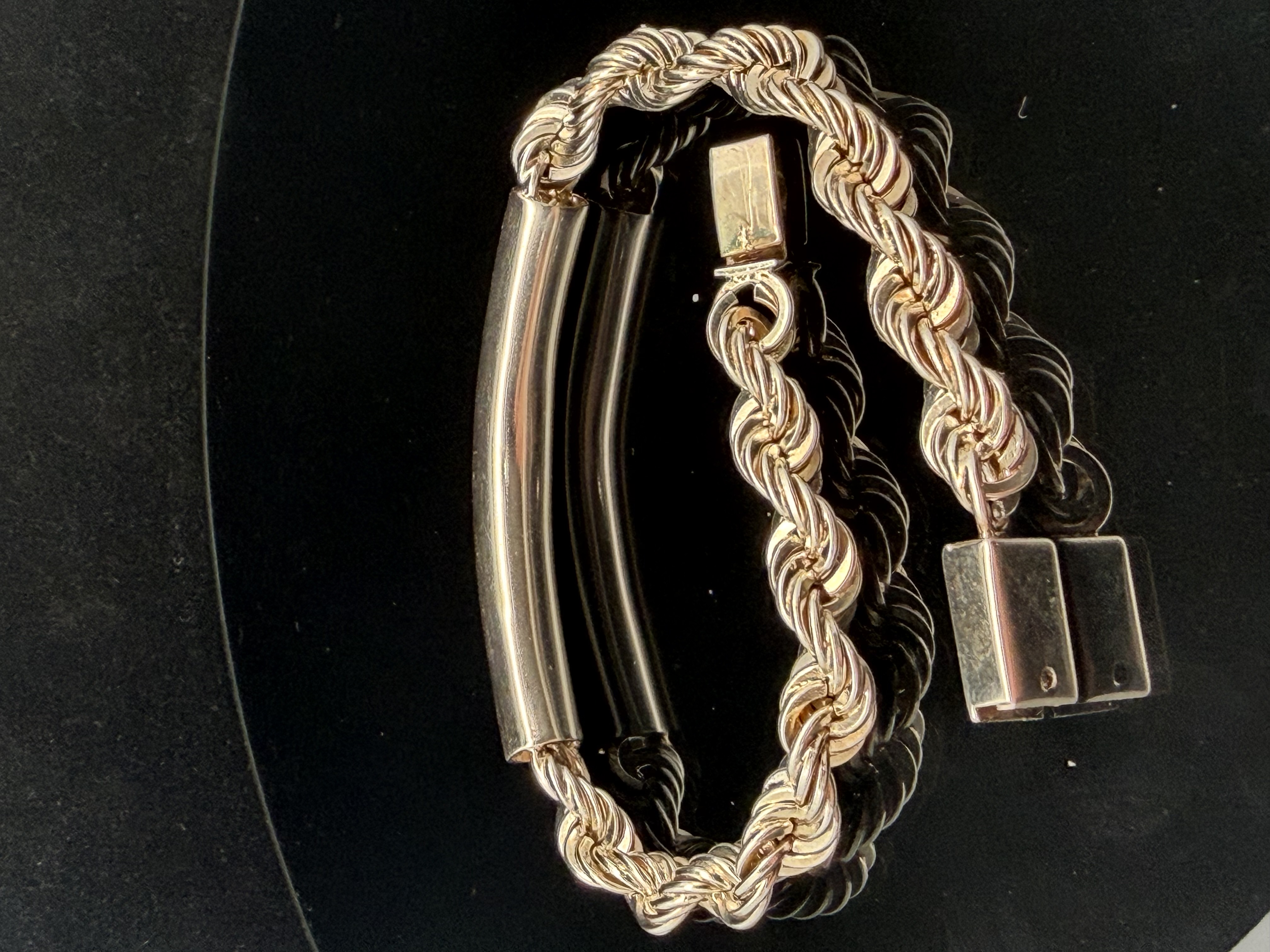 Estate Sterling Silver Rope ID Bracelet