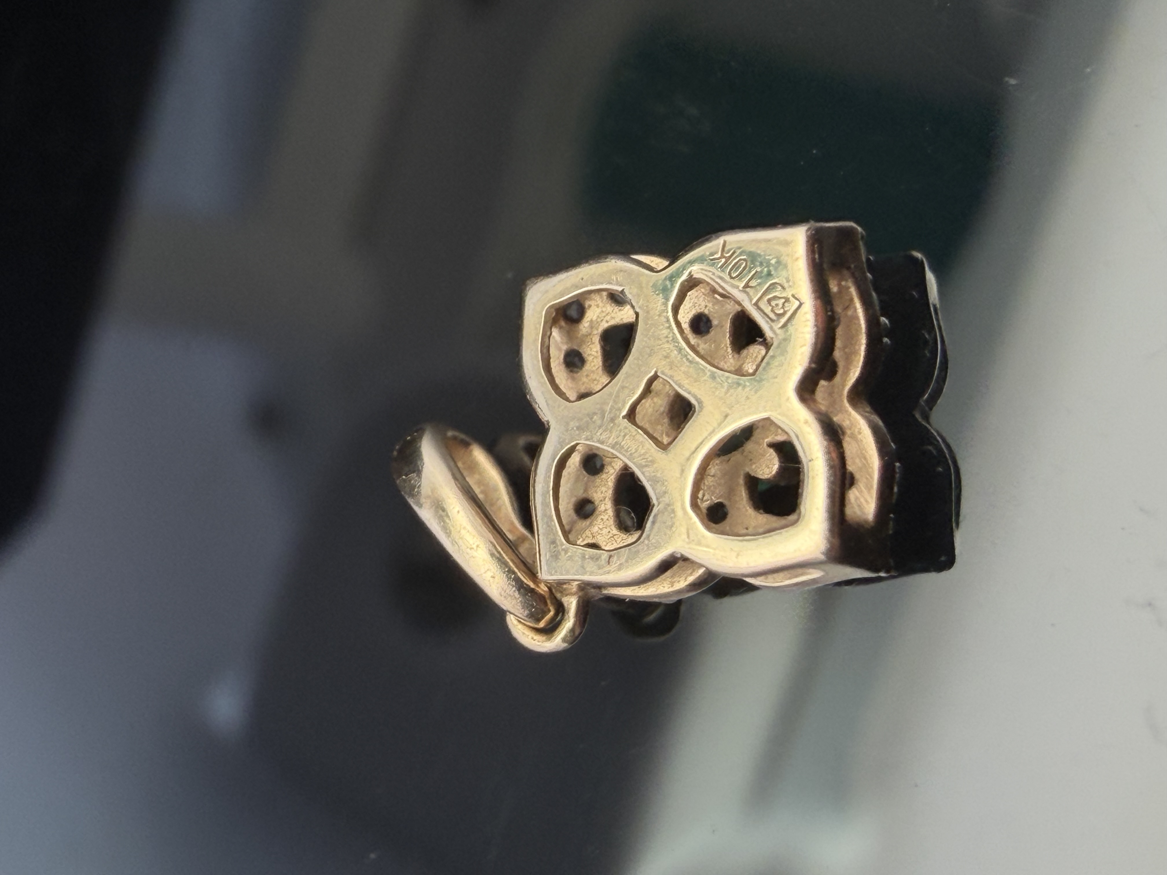 10K Natural Emerald and Diamond Pendant