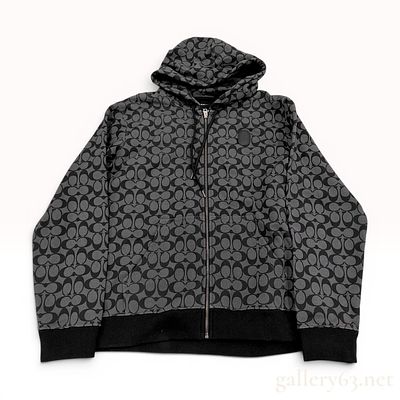 Coach Men's Signature C Monogram Full Zip Hoodie Size Large. A designer men's full-zip hooded 