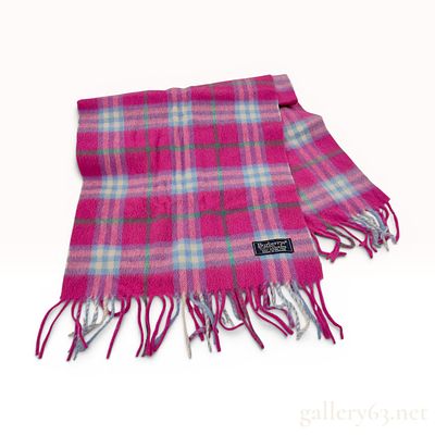 Vintage Burberrys of London 100% Cashmere Fuchsia Pink Plaid Scarf. A vintage scarf from 