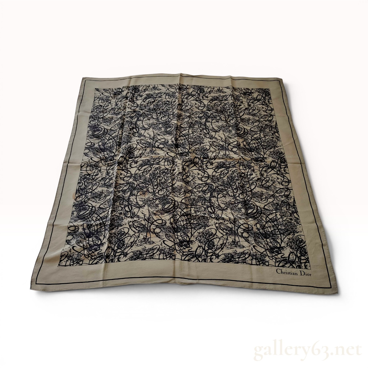 Christian Dior Silk Scarf with Abstract Calligraphic Pattern