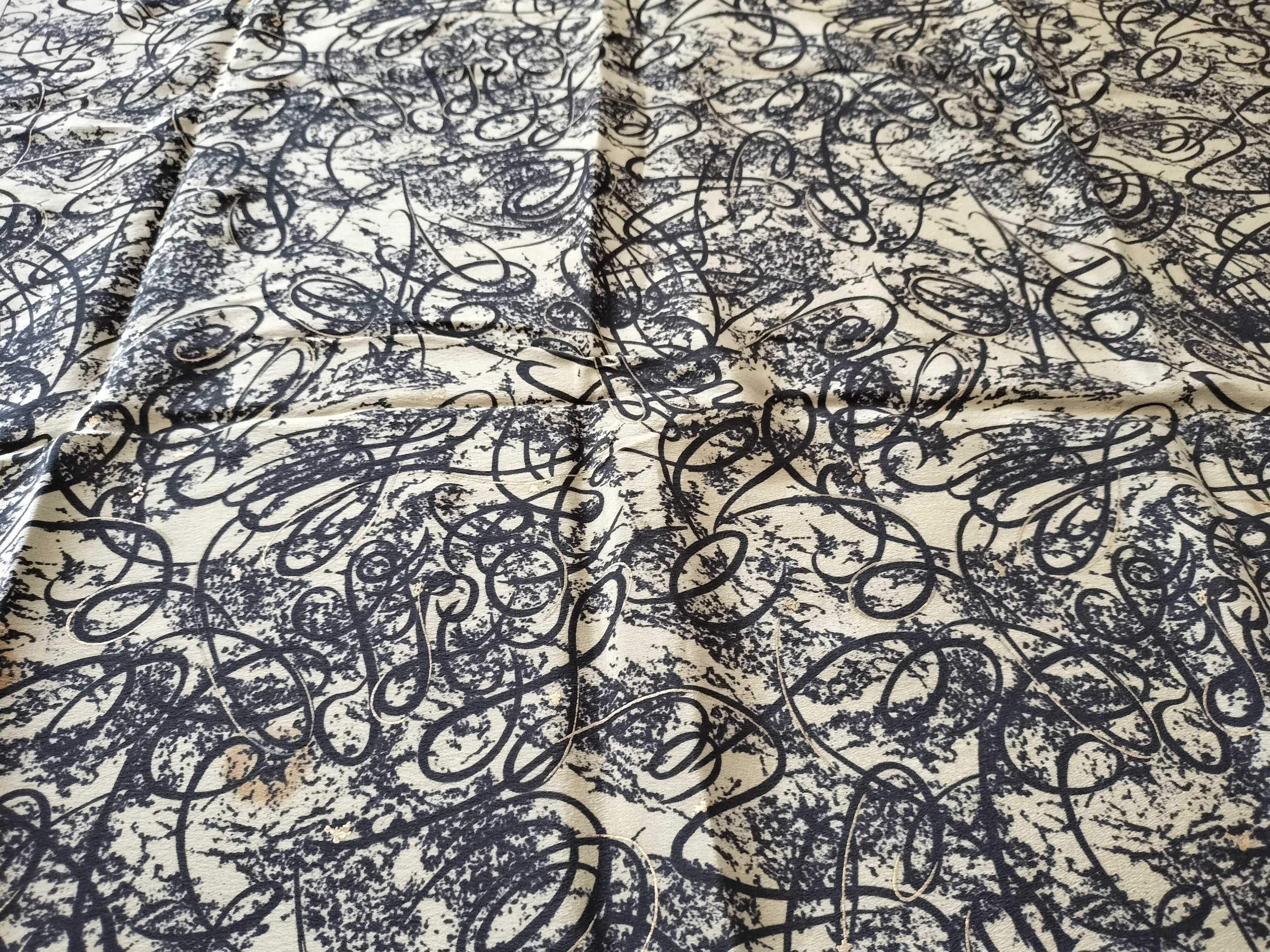 Christian Dior Silk Scarf with Abstract Calligraphic Pattern