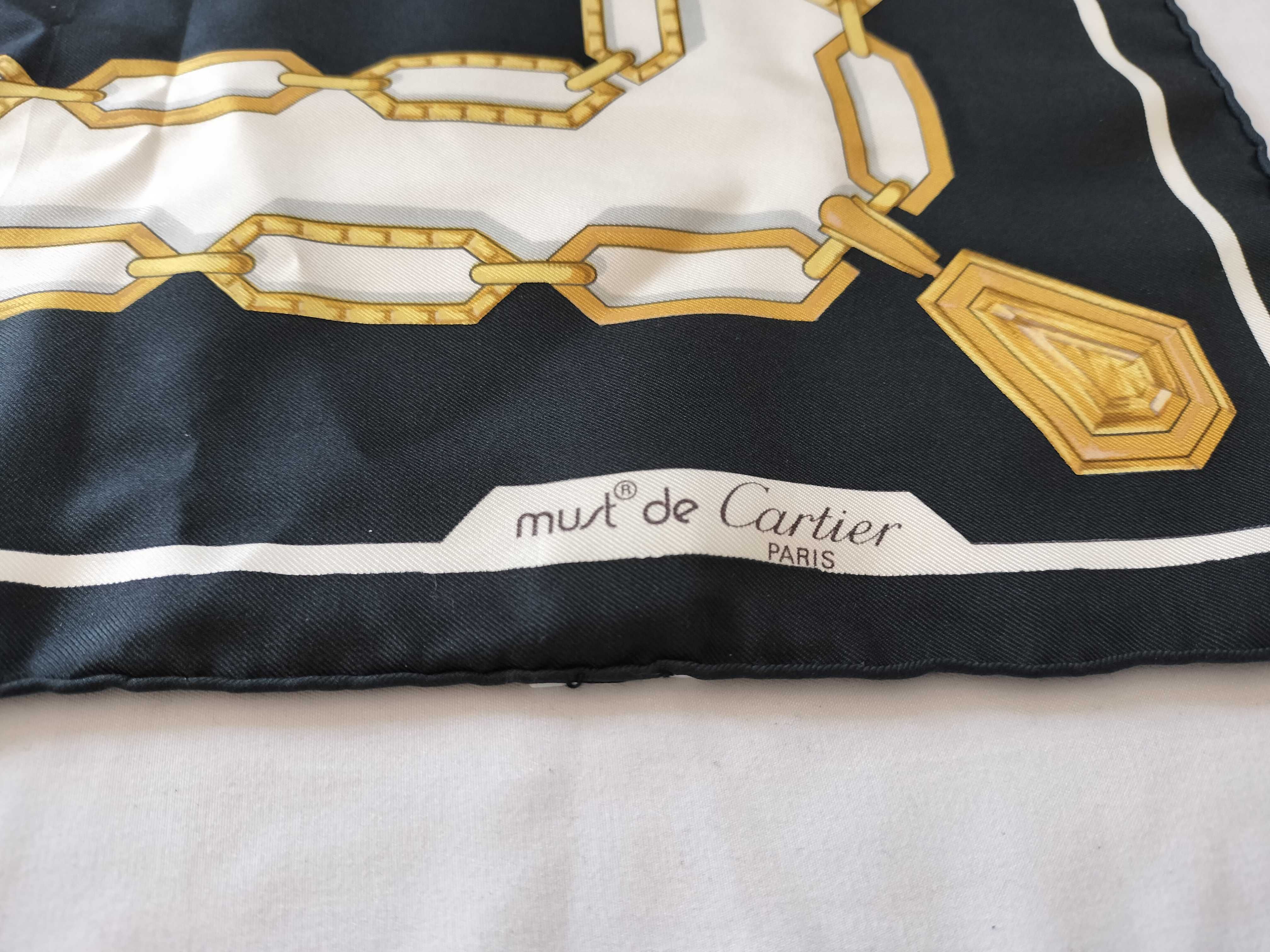 Cartier Must de Cartier Silk Scarf with Gold Jewelry and Chain Motif