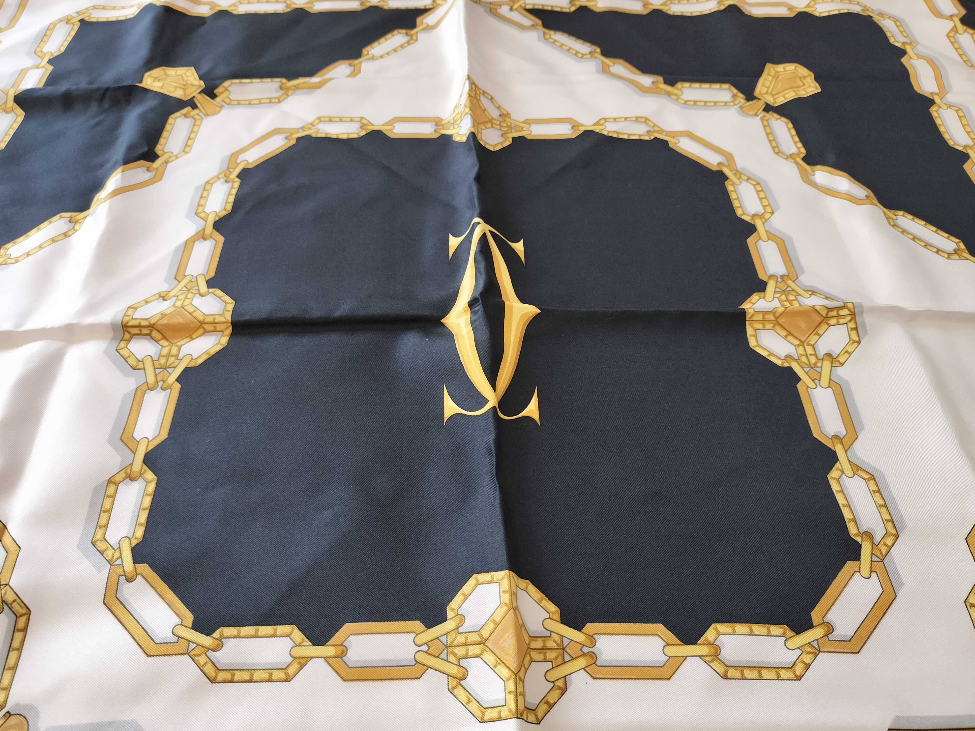 Cartier Must de Cartier Silk Scarf with Gold Jewelry and Chain Motif