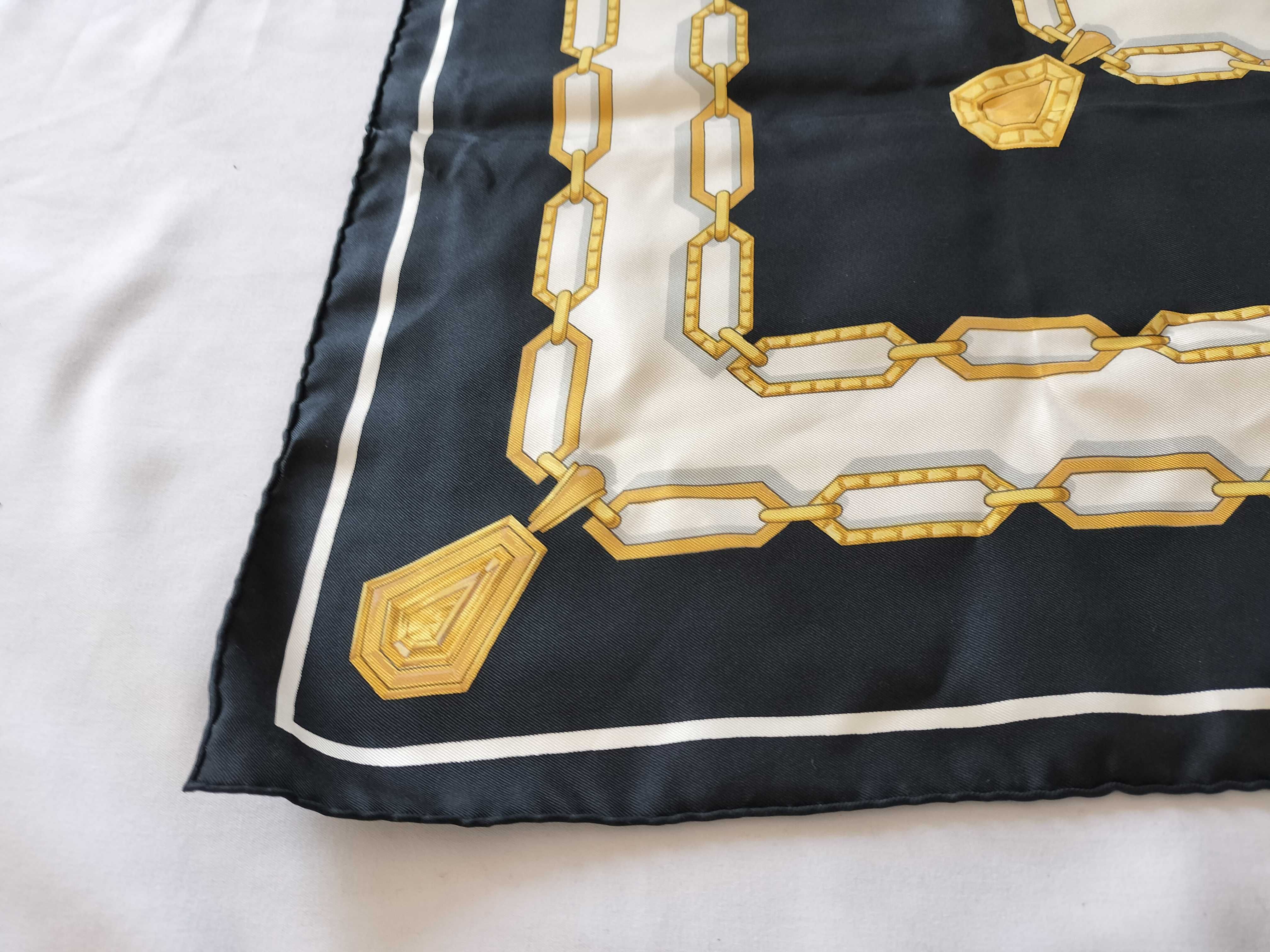 Cartier Must de Cartier Silk Scarf with Gold Jewelry and Chain Motif