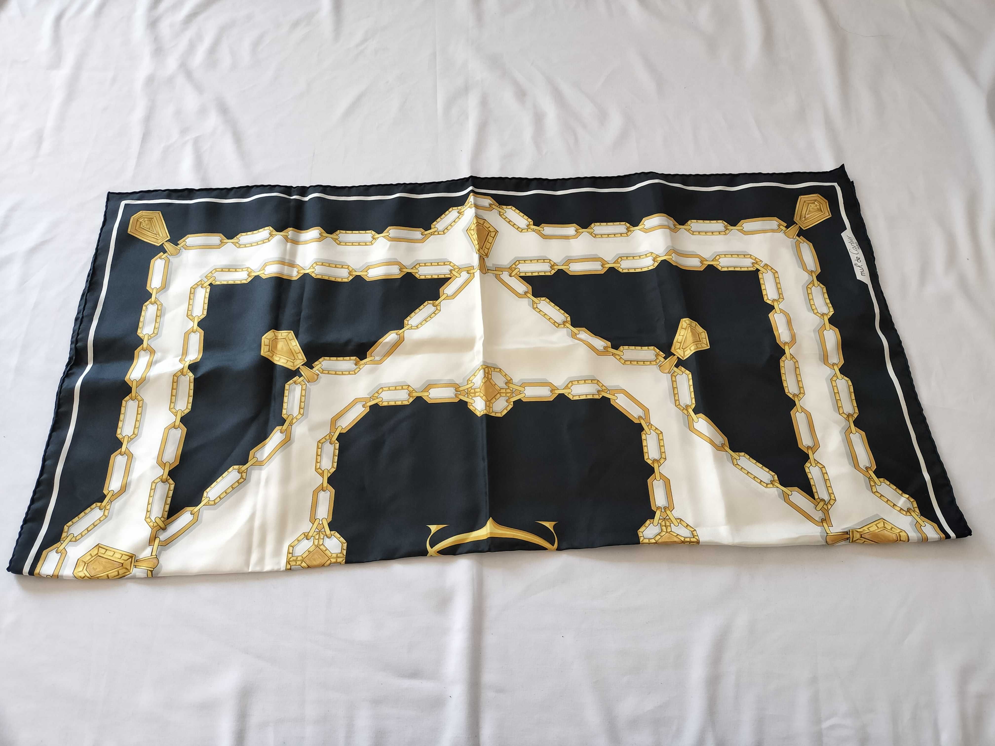 Cartier Must de Cartier Silk Scarf with Gold Jewelry and Chain Motif