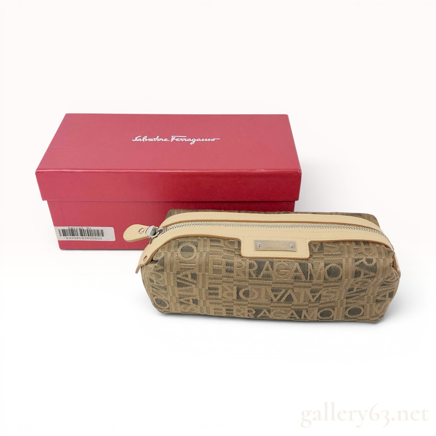 Salvatore Ferragamo Monogram Jacquard Cosmetic Pouch with Original Box