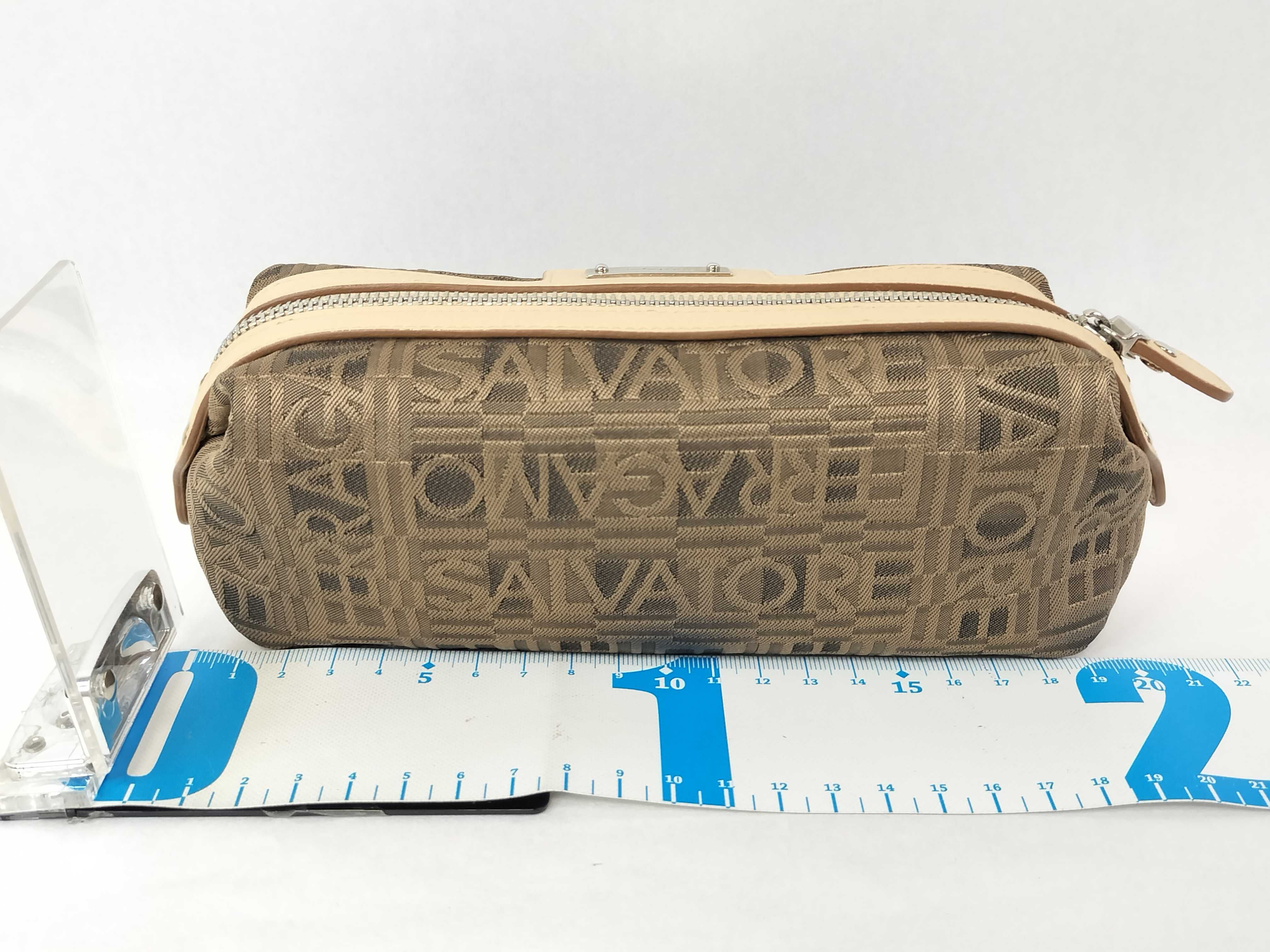 Salvatore Ferragamo Monogram Jacquard Cosmetic Pouch with Original Box