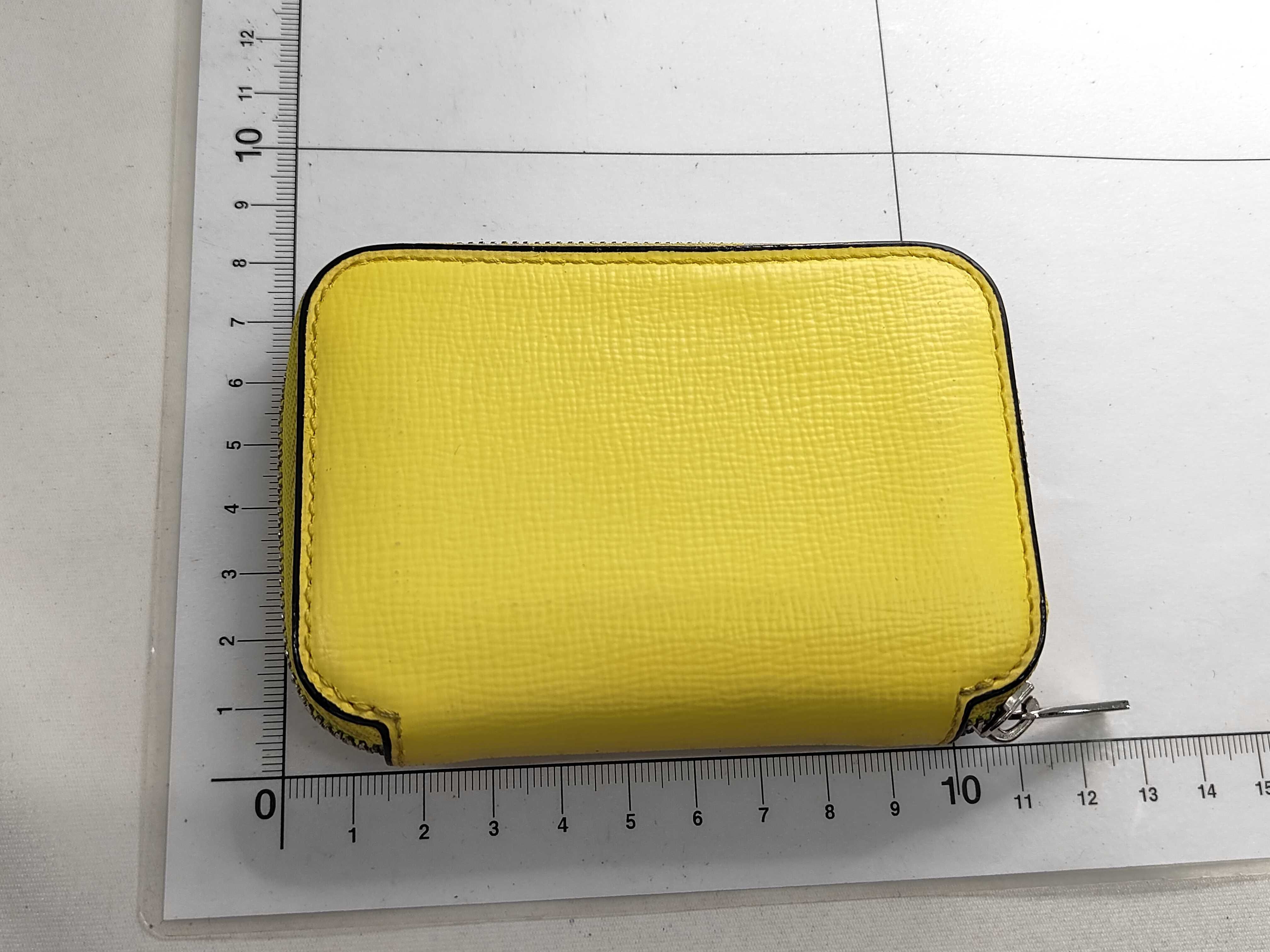 Valextra Yellow Textured Leather Zip-Around Card Case