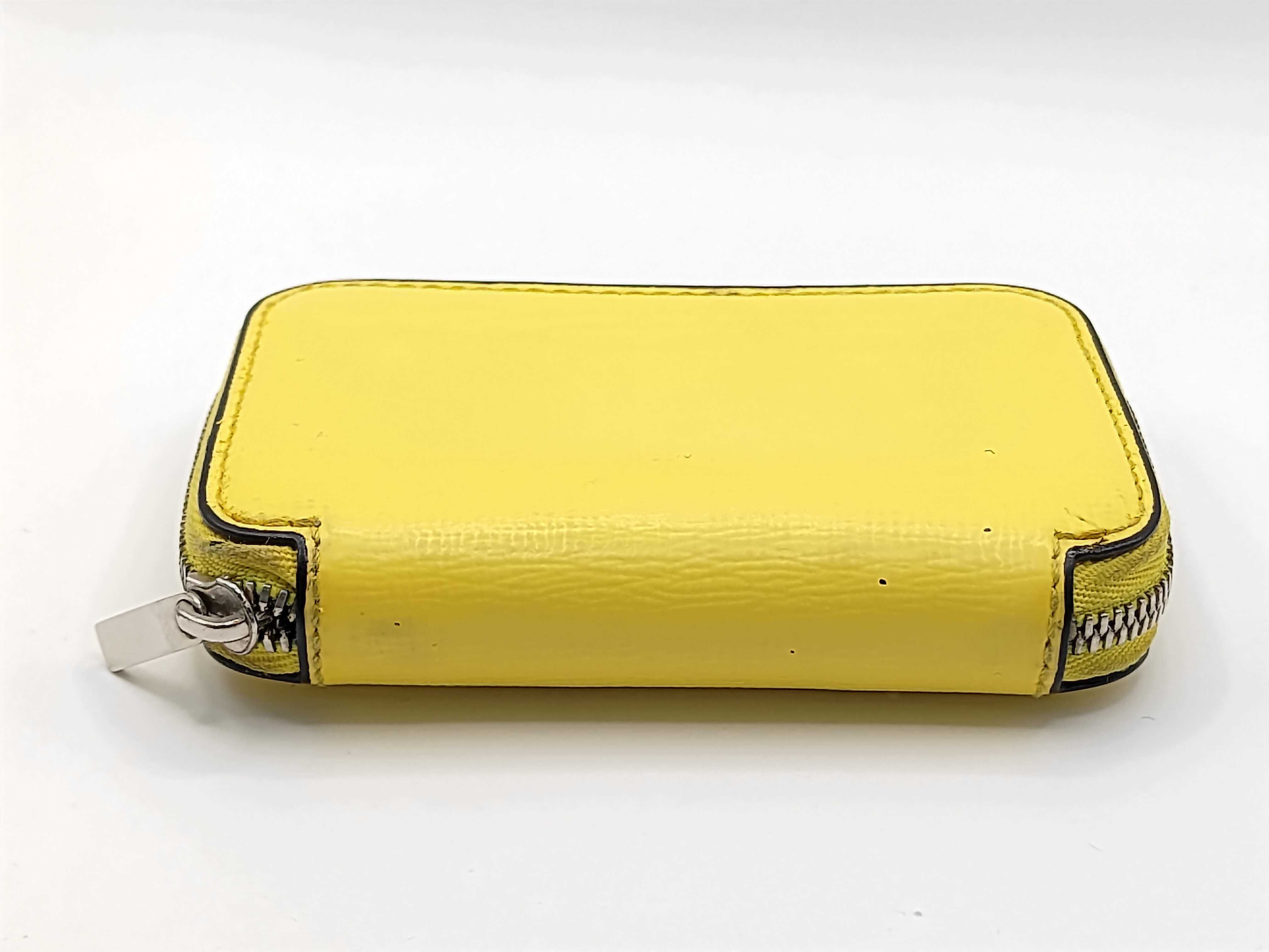 Valextra Yellow Textured Leather Zip-Around Card Case