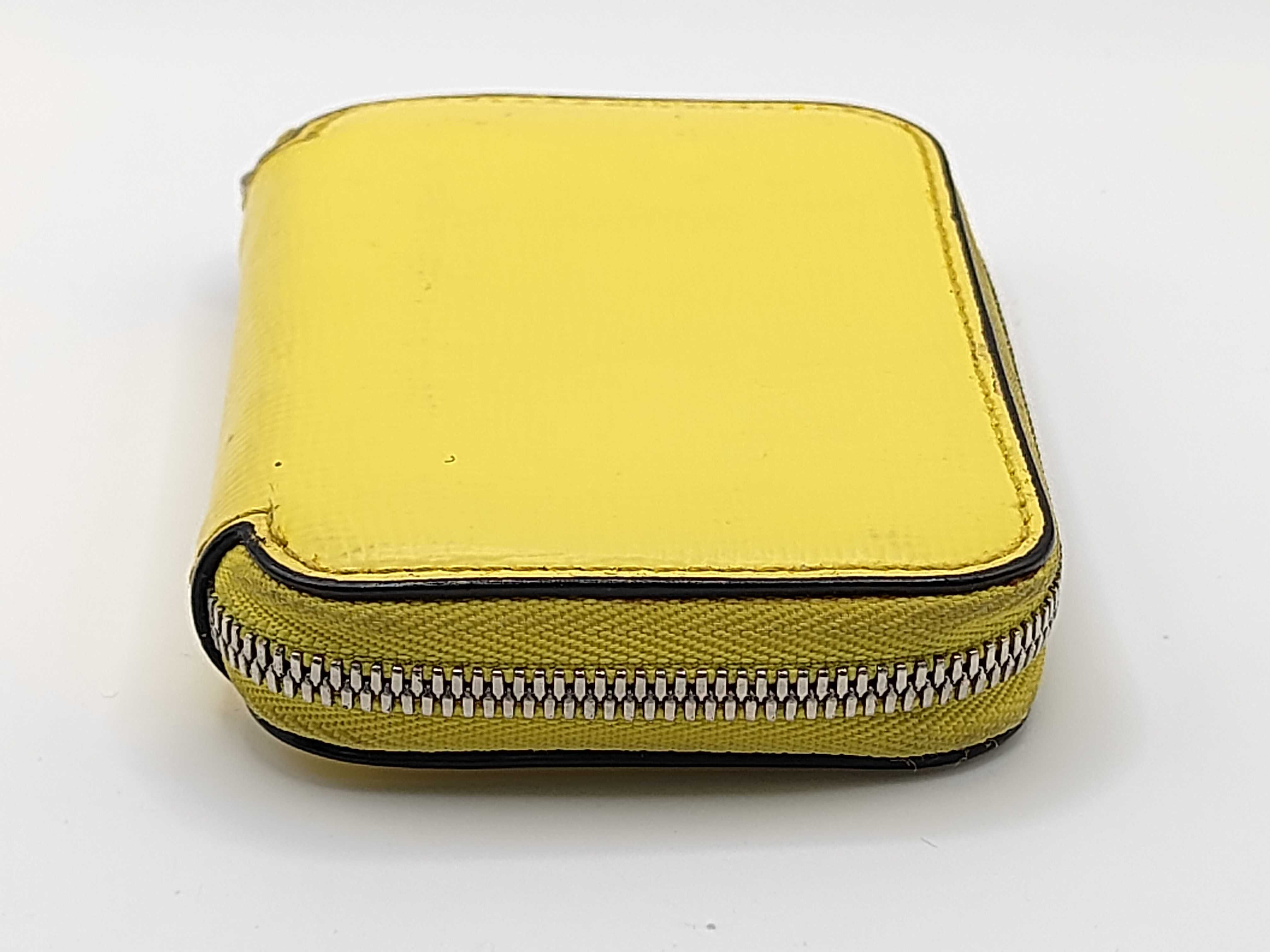 Valextra Yellow Textured Leather Zip-Around Card Case