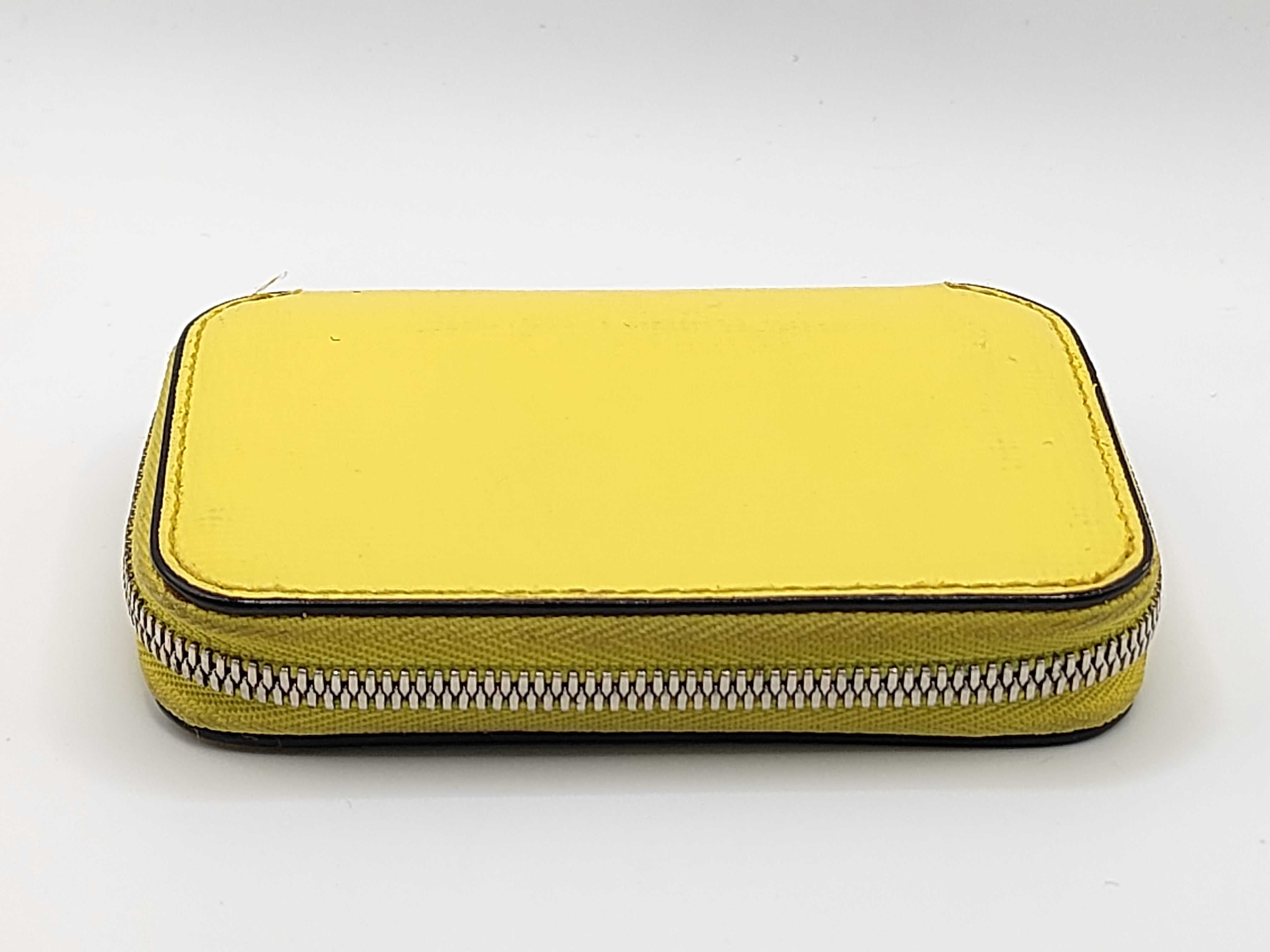 Valextra Yellow Textured Leather Zip-Around Card Case