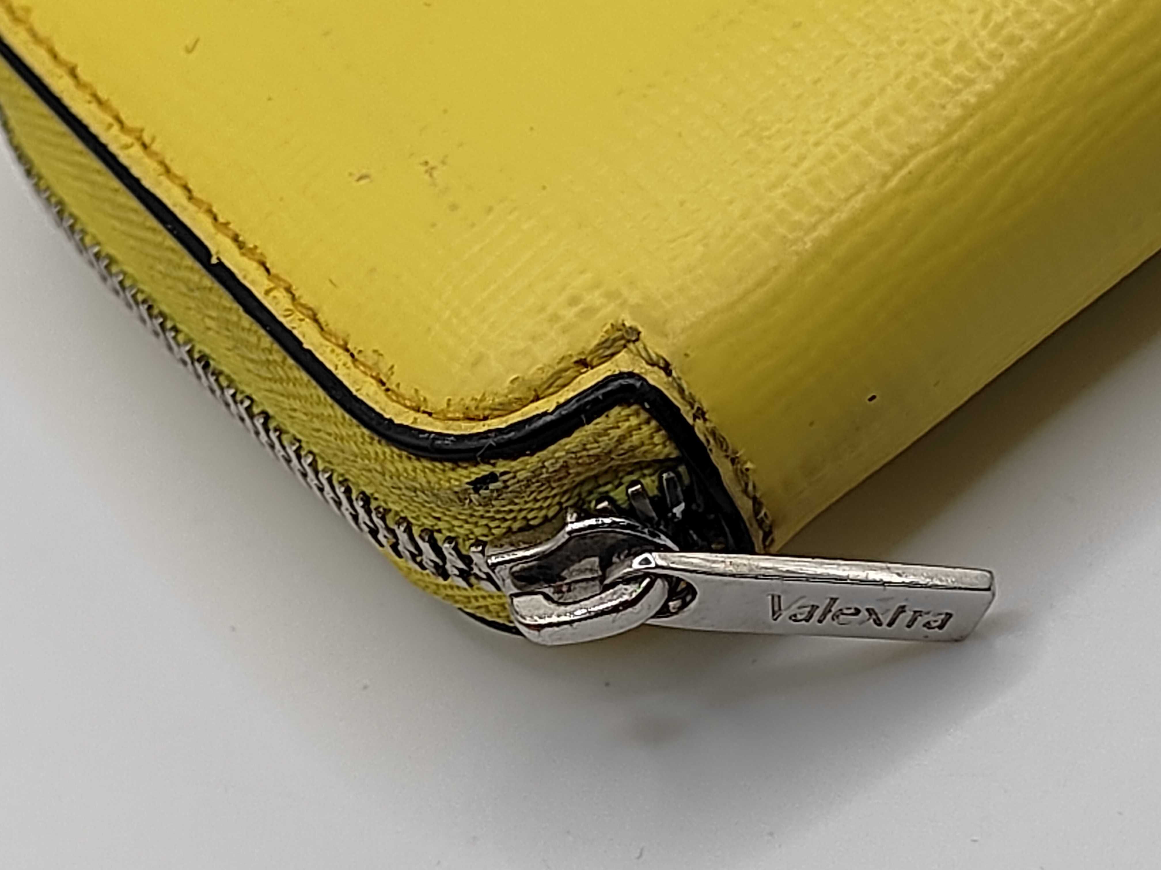 Valextra Yellow Textured Leather Zip-Around Card Case