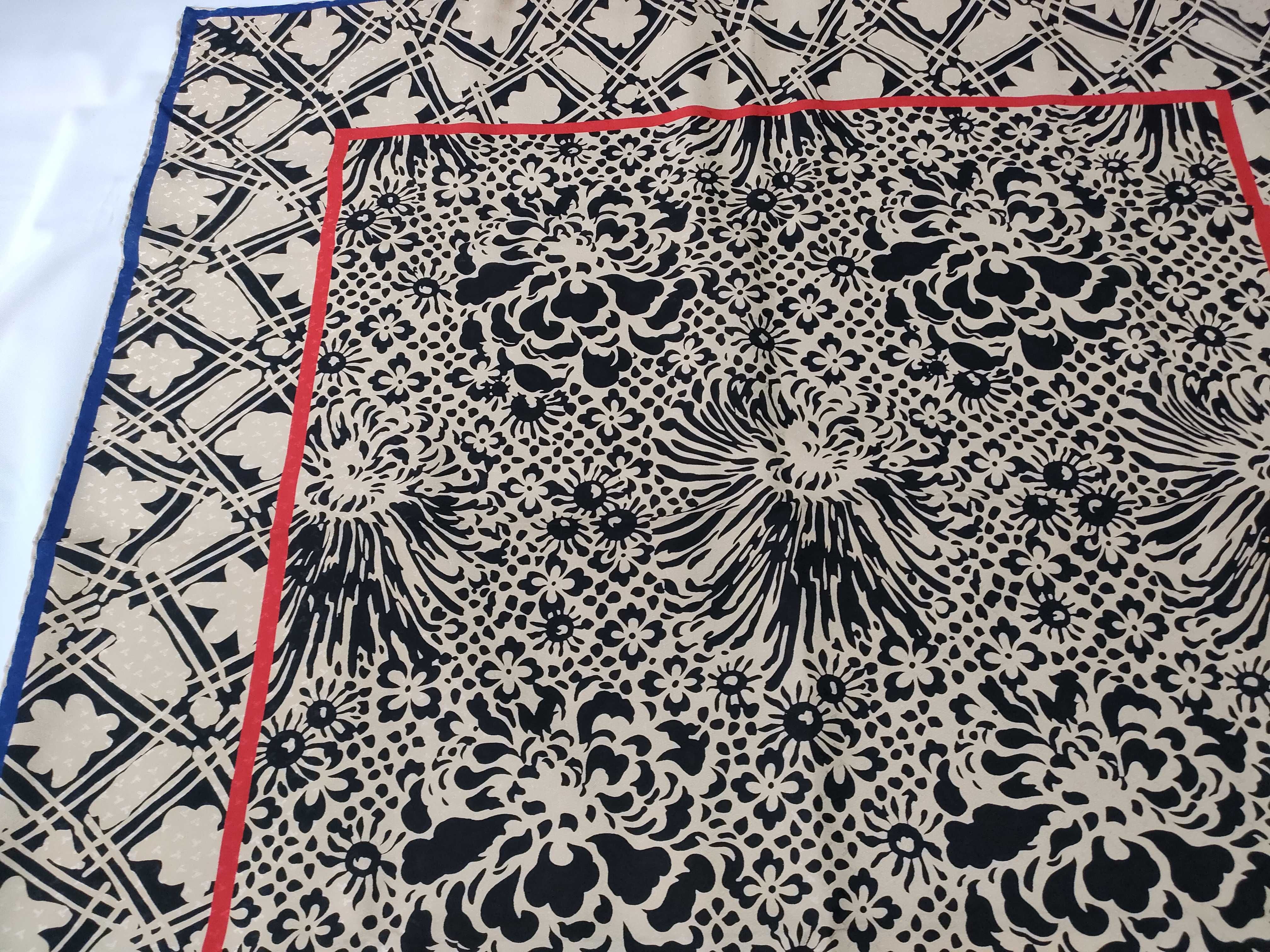 Tiffany and Co. Floral and Lattice Patterned Silk Scarf with Original Box