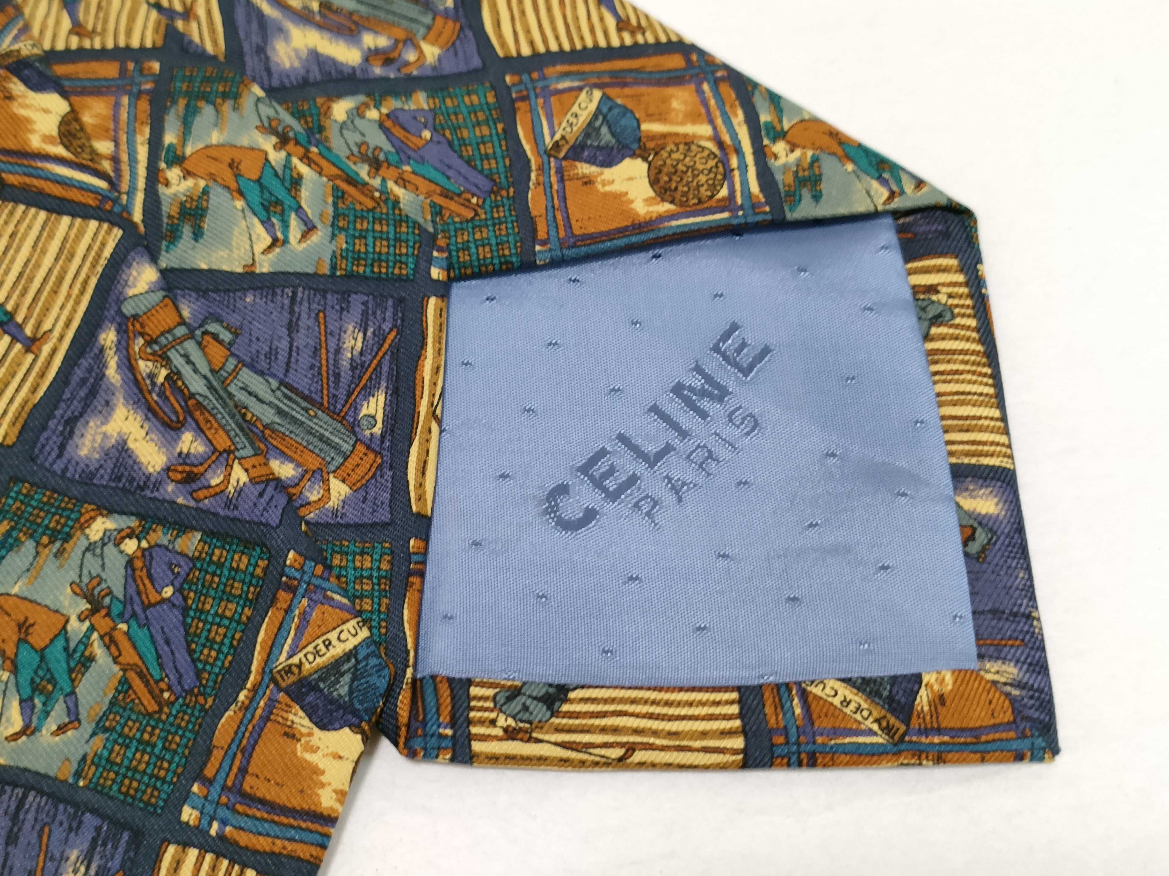 A Collection of Five Designer Silk Neckties Including Hermes, Celine, and Burberry