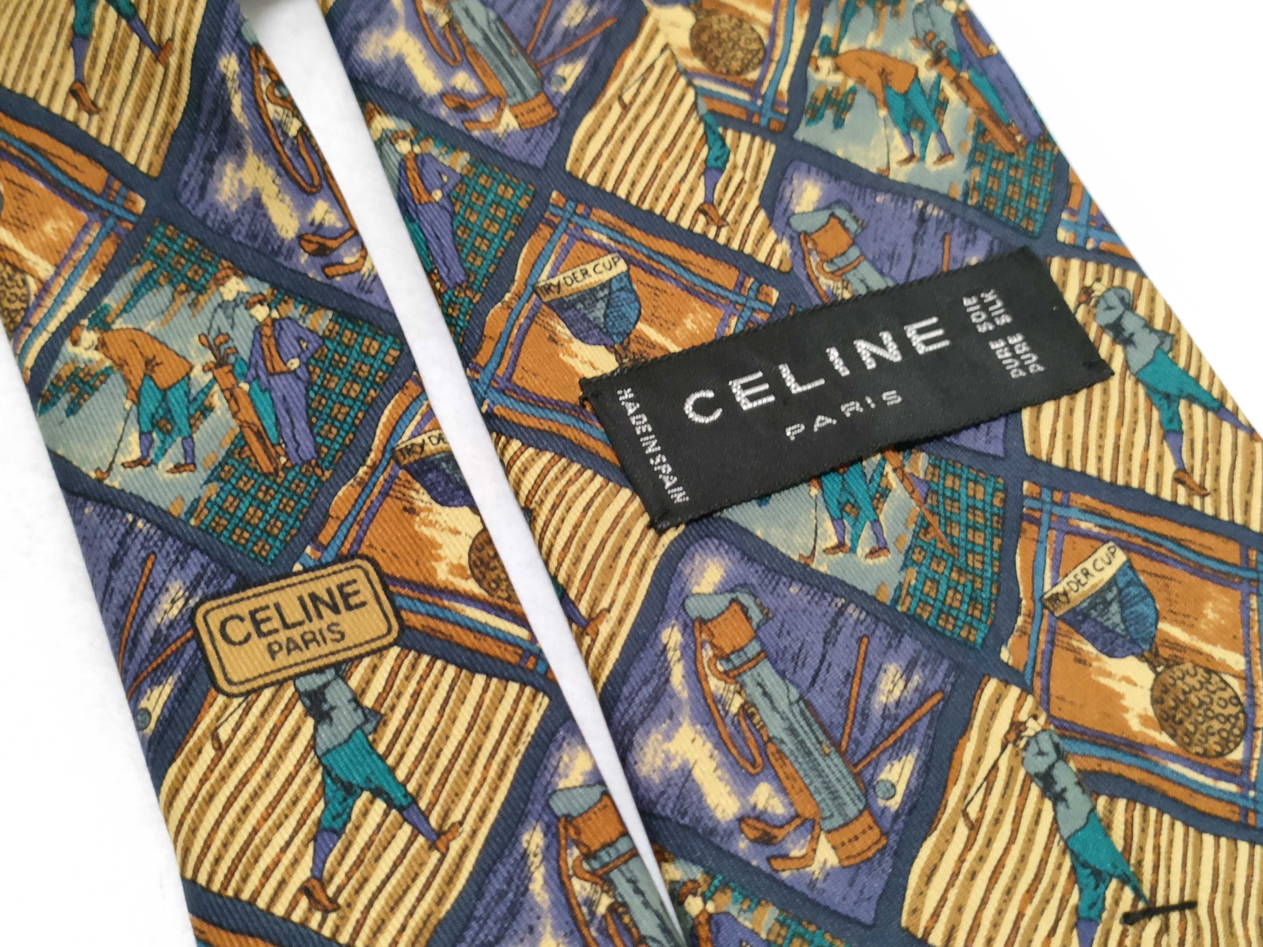 A Collection of Five Designer Silk Neckties Including Hermes, Celine, and Burberry