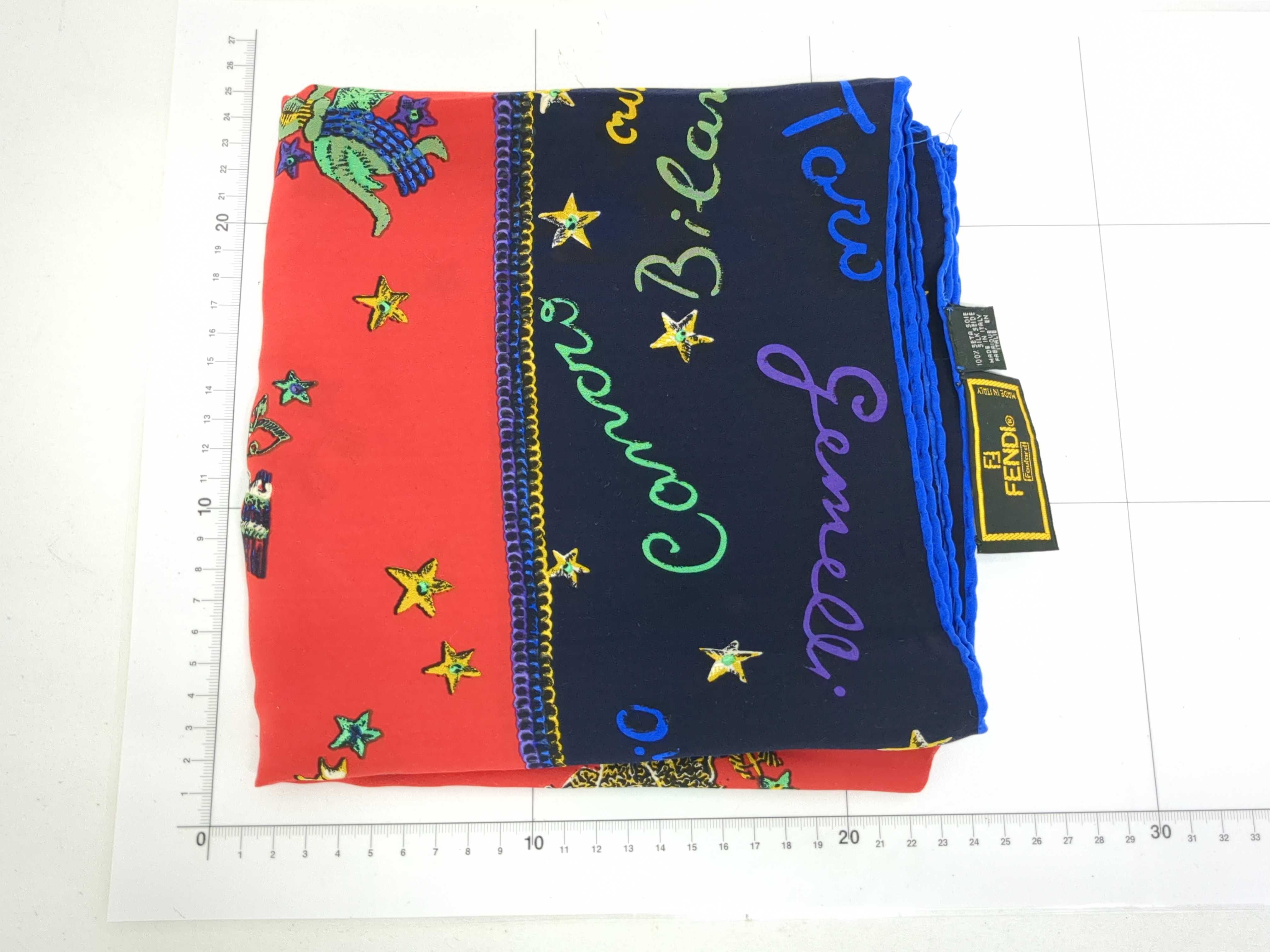 Two Designer Scarves, Fendi Silk Zodiac Foulard and Dior Wool-Blend Striped Scarf