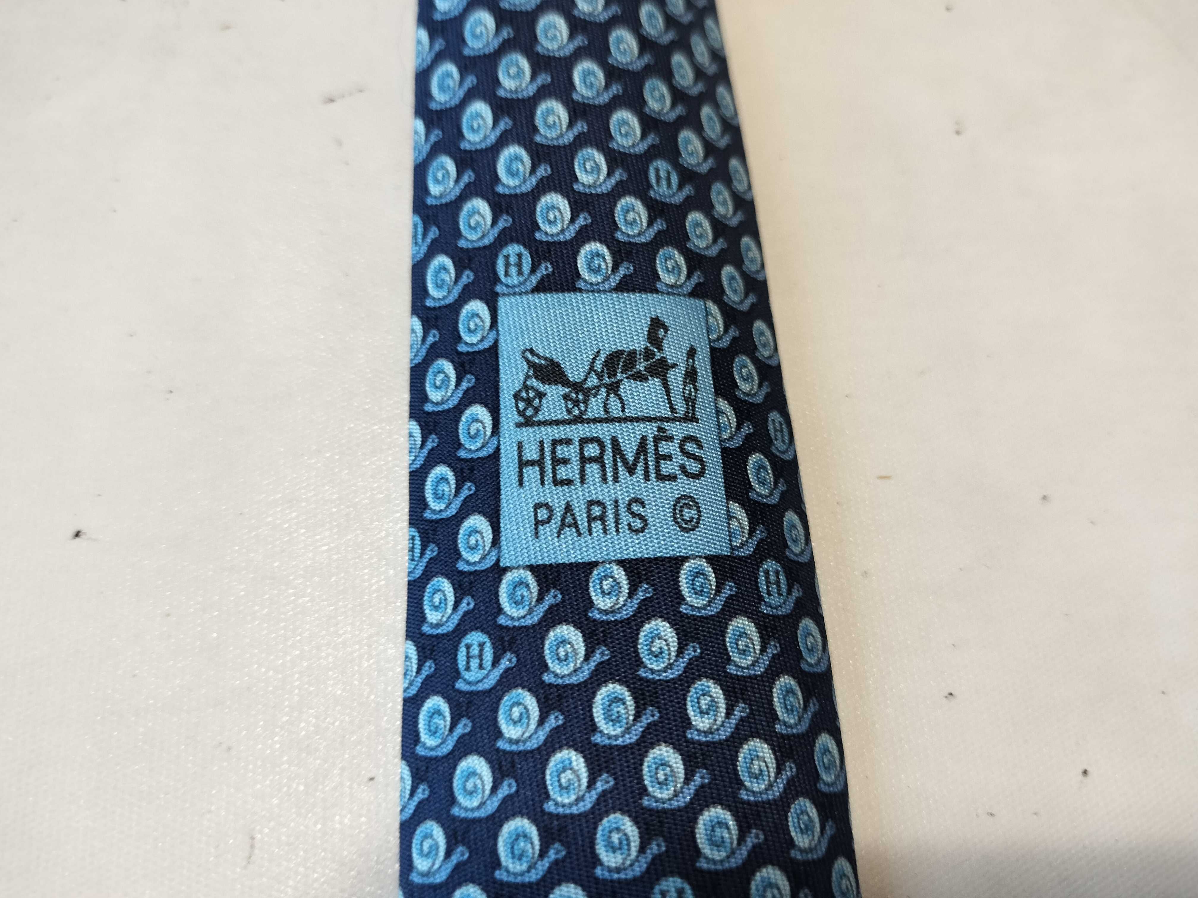 Hermès Paris Snail Motif Silk Necktie