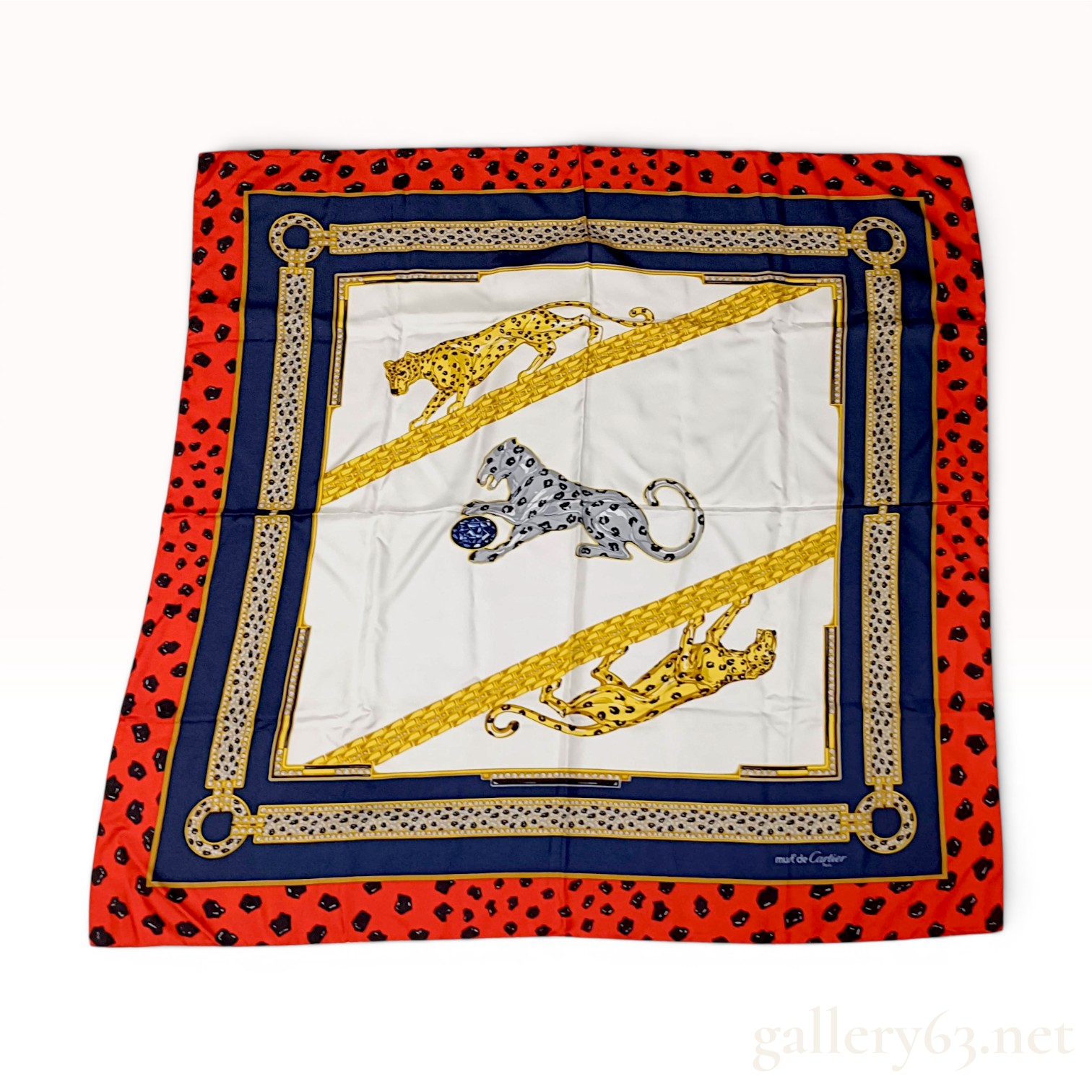 Must de Cartier Silk Panthere Motif Scarf