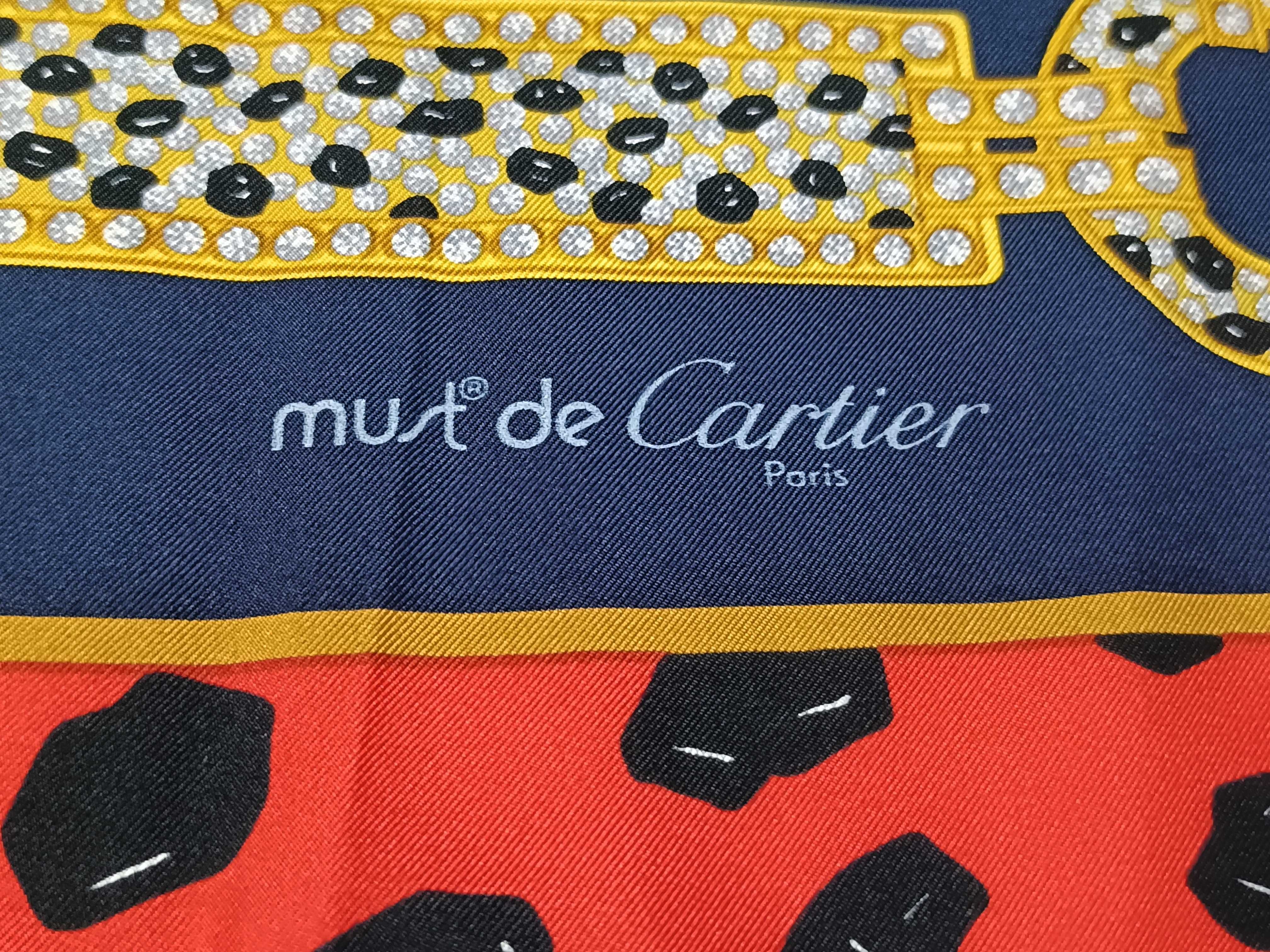 Must de Cartier Silk Panthere Motif Scarf