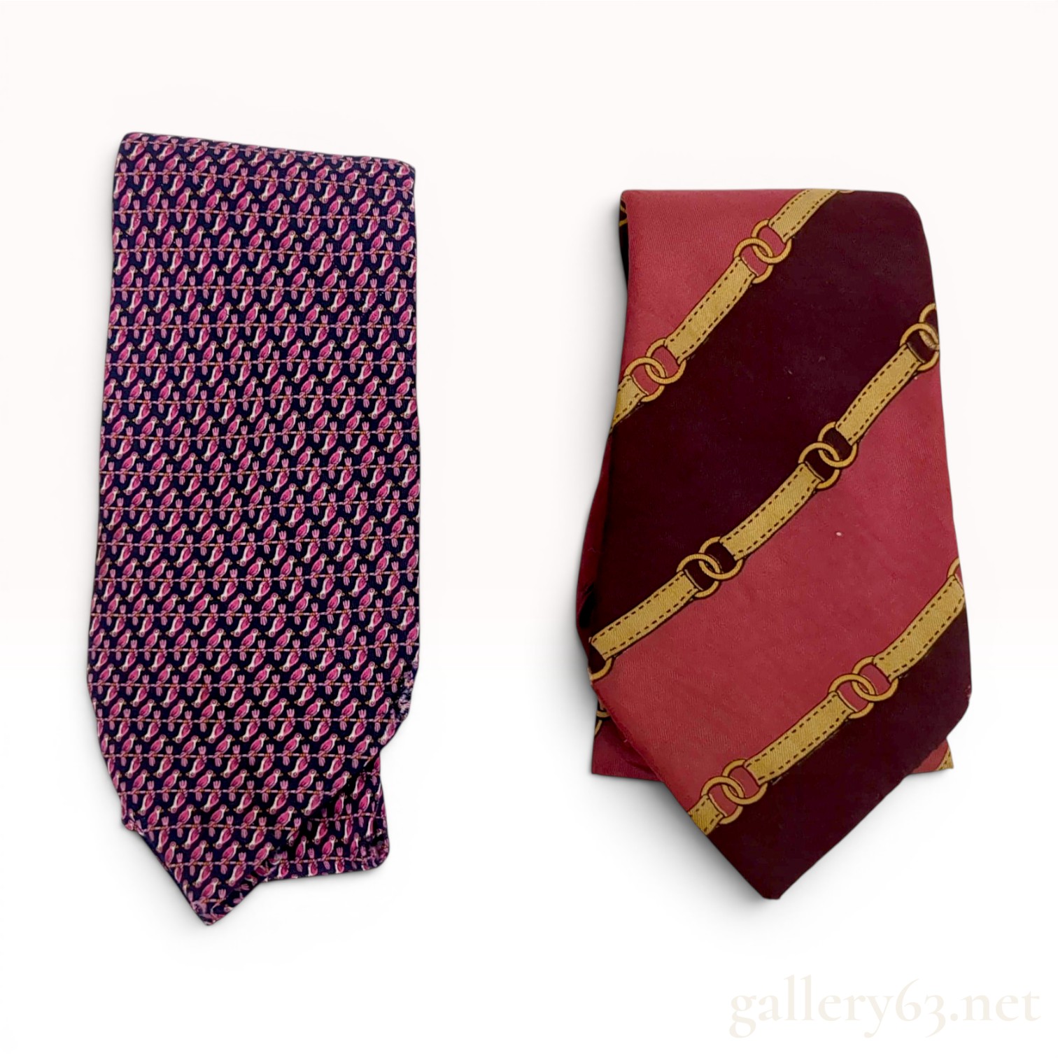 Two Silk Designer Neckties including Hermès Paris