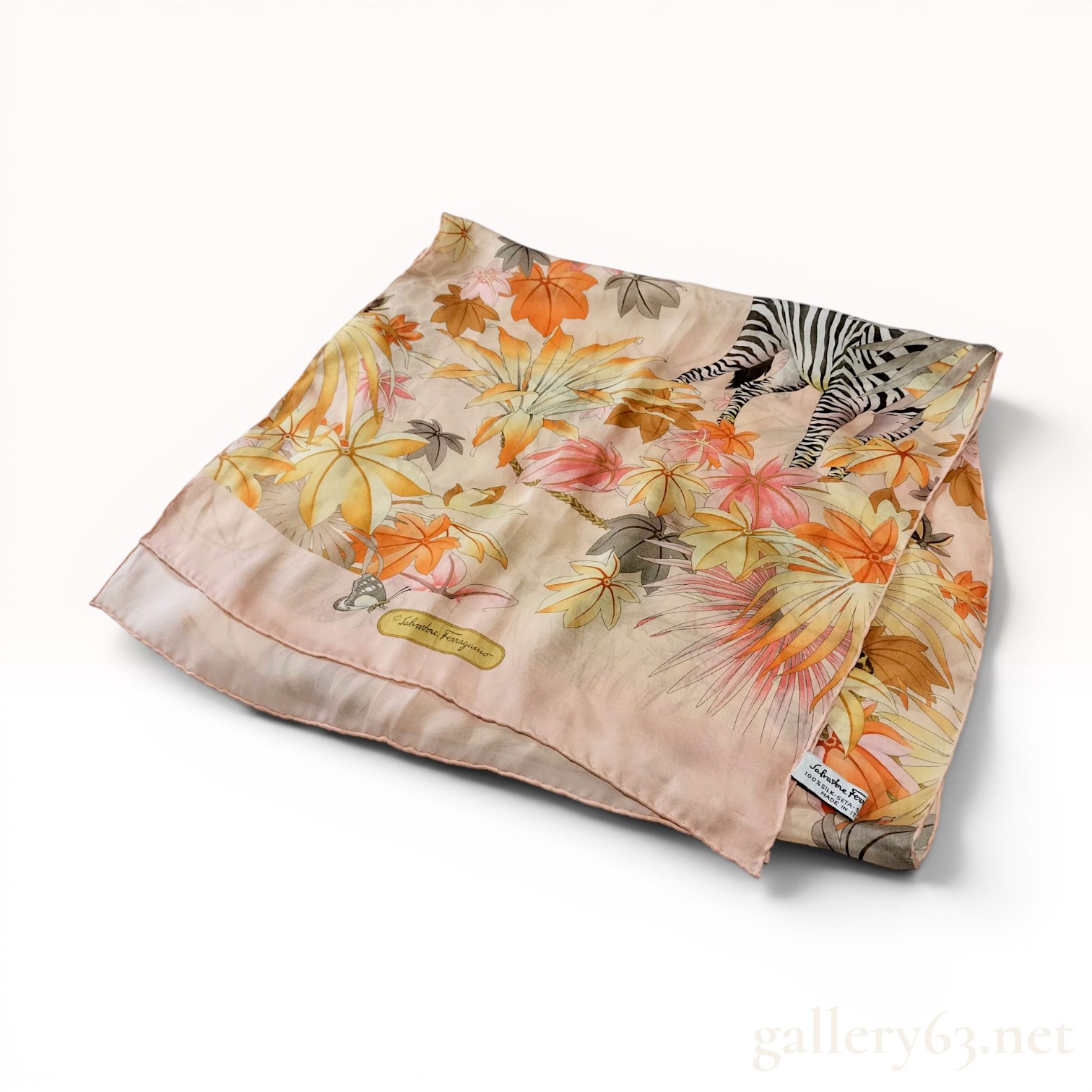 Salvatore Ferragamo Silk Tropical Safari Motif Scarf