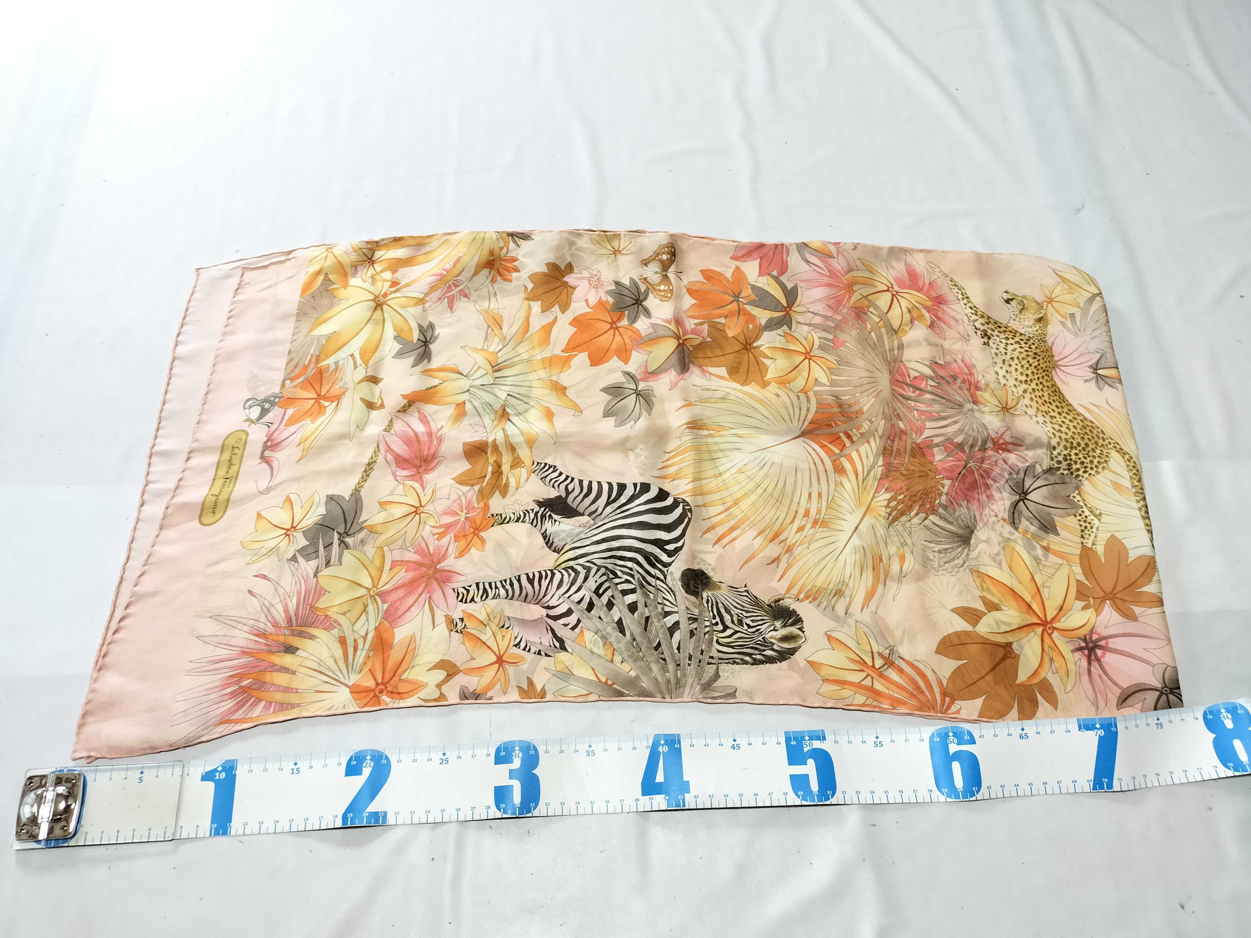 Salvatore Ferragamo Silk Tropical Safari Motif Scarf