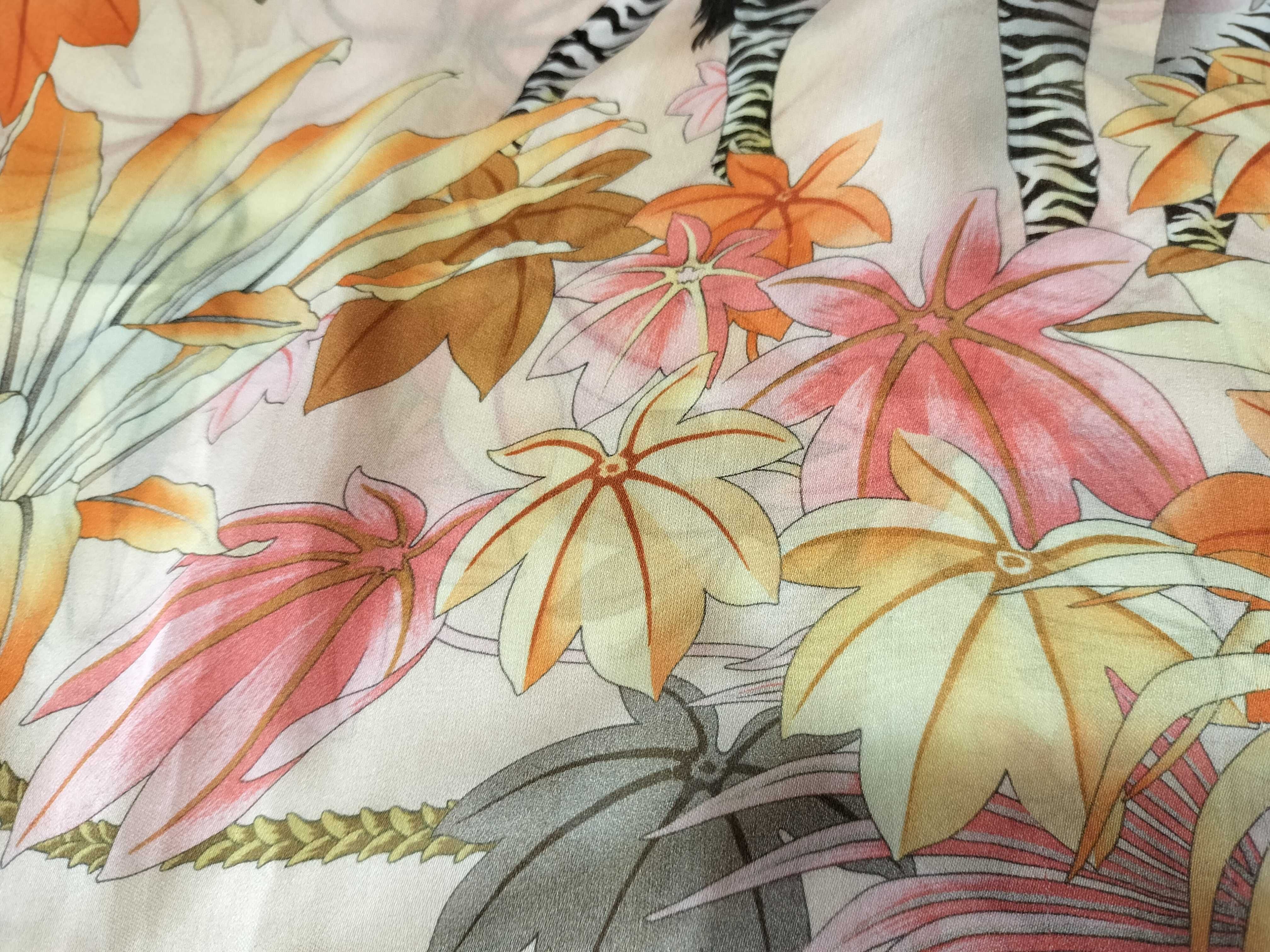 Salvatore Ferragamo Silk Tropical Safari Motif Scarf
