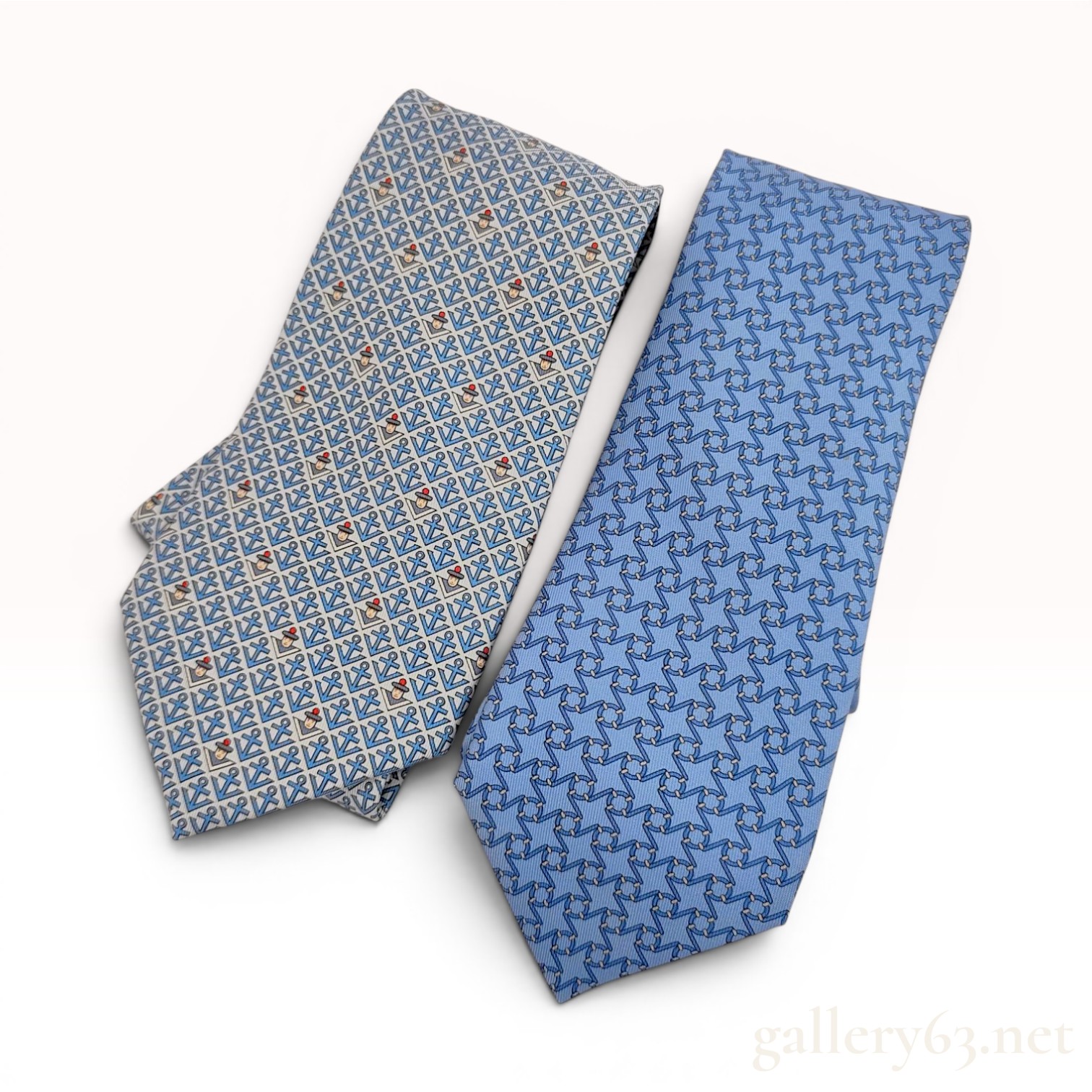 Two Hermès Paris Silk Printed Ties