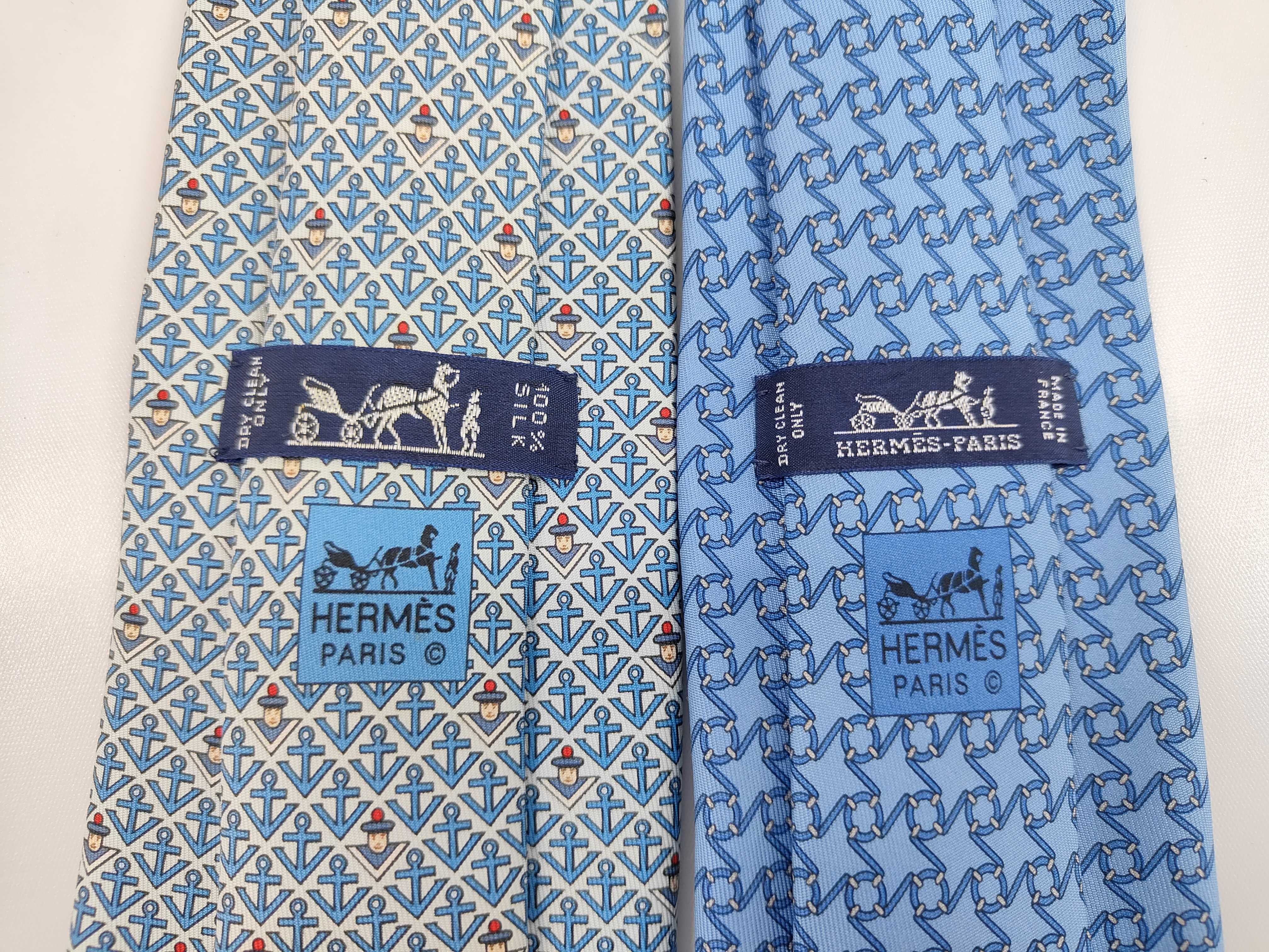 Two Hermès Paris Silk Printed Ties