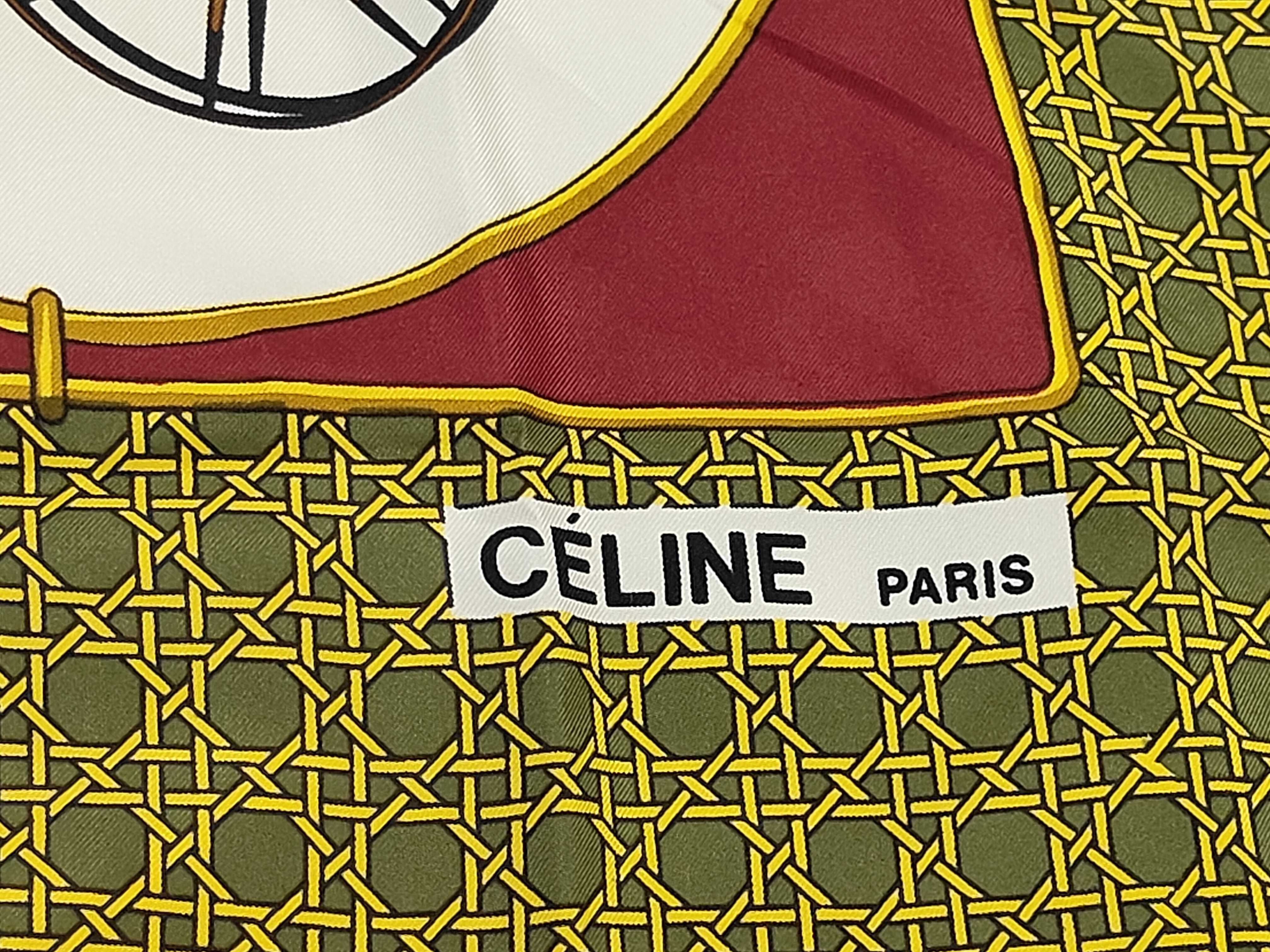 Céline Paris Vintage Silk Square Scarf with Equestrian Carriage Motif