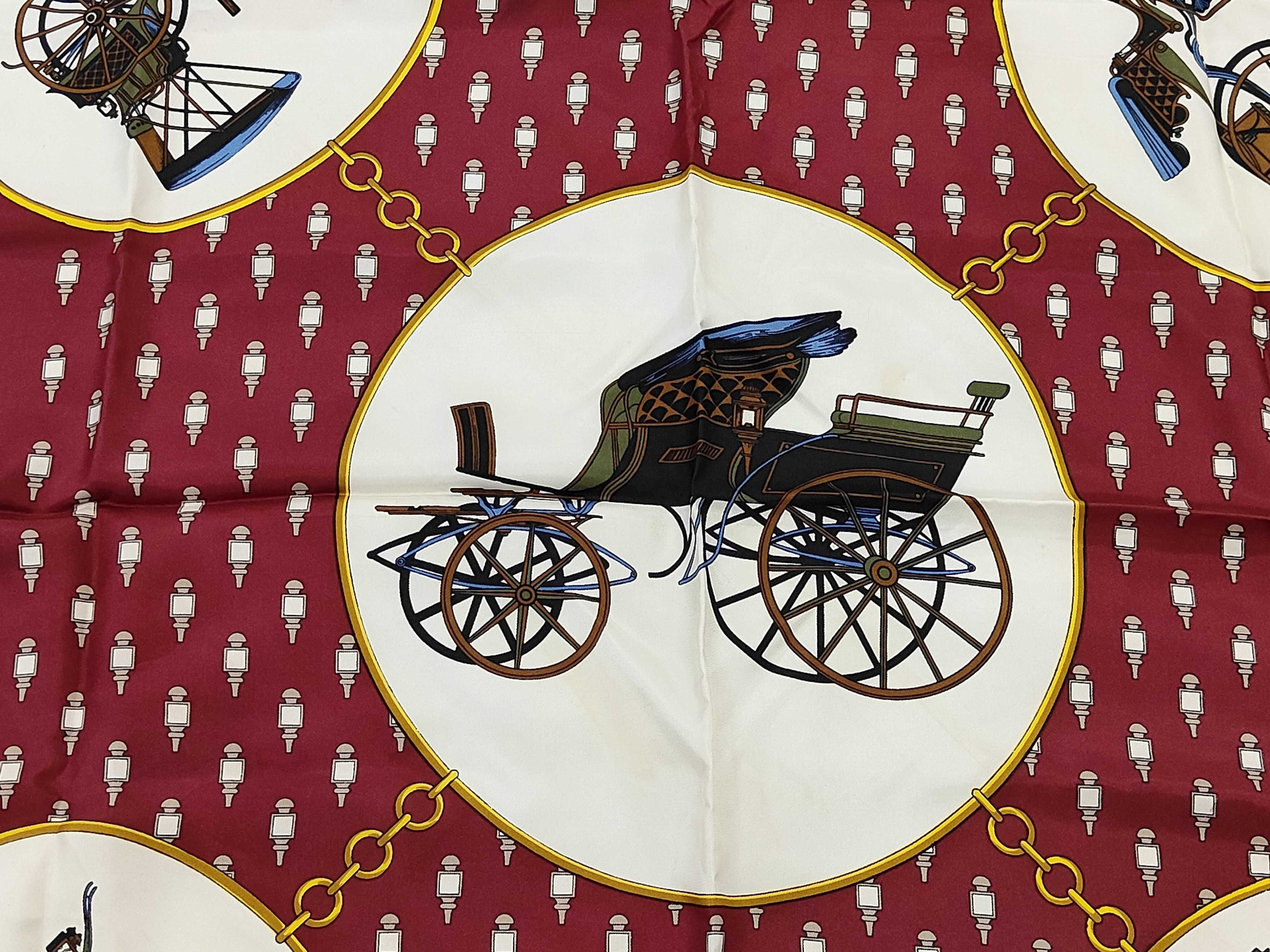 Céline Paris Vintage Silk Square Scarf with Equestrian Carriage Motif