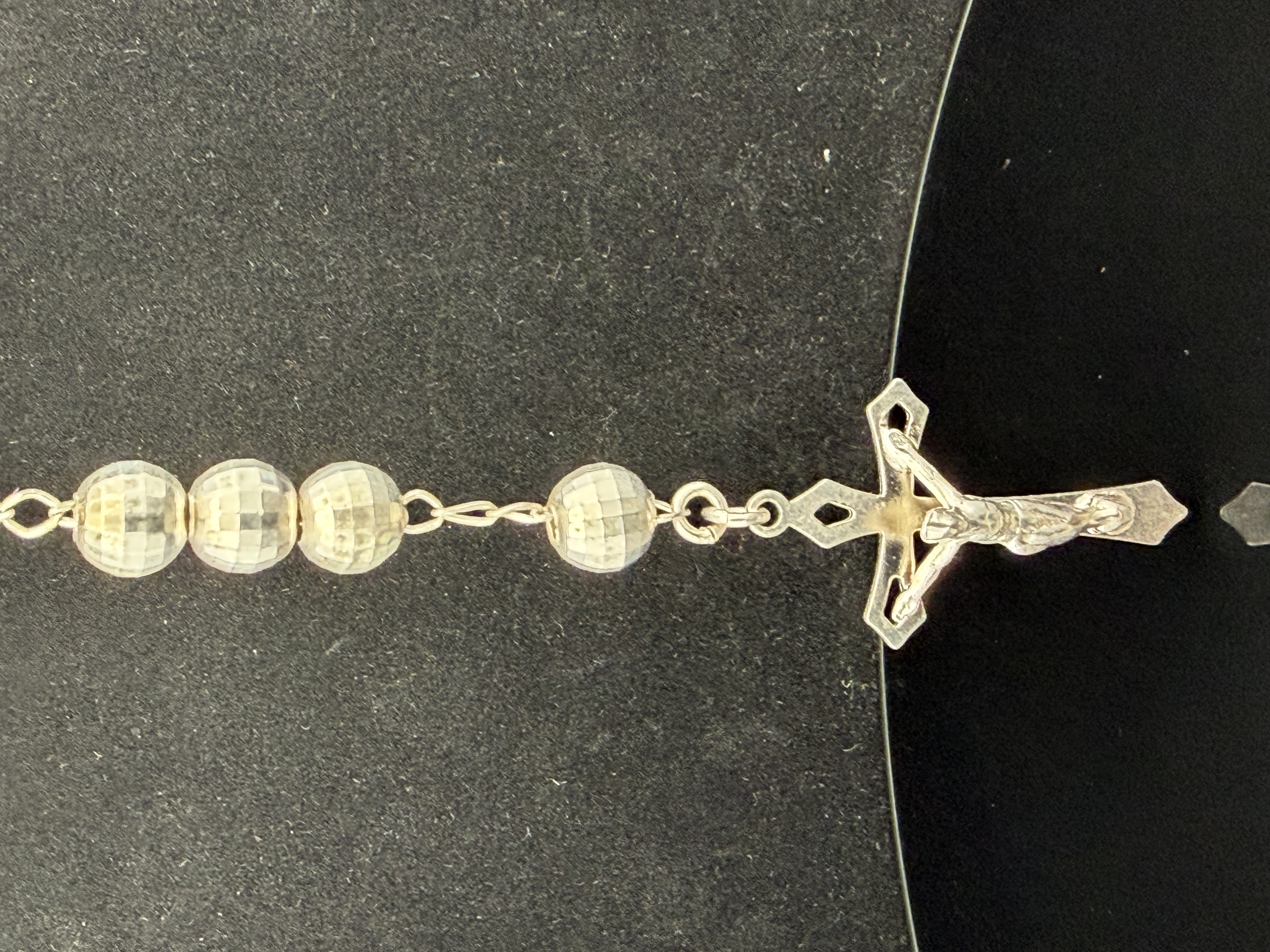 Estate Sterling Silver Rosary Necklace