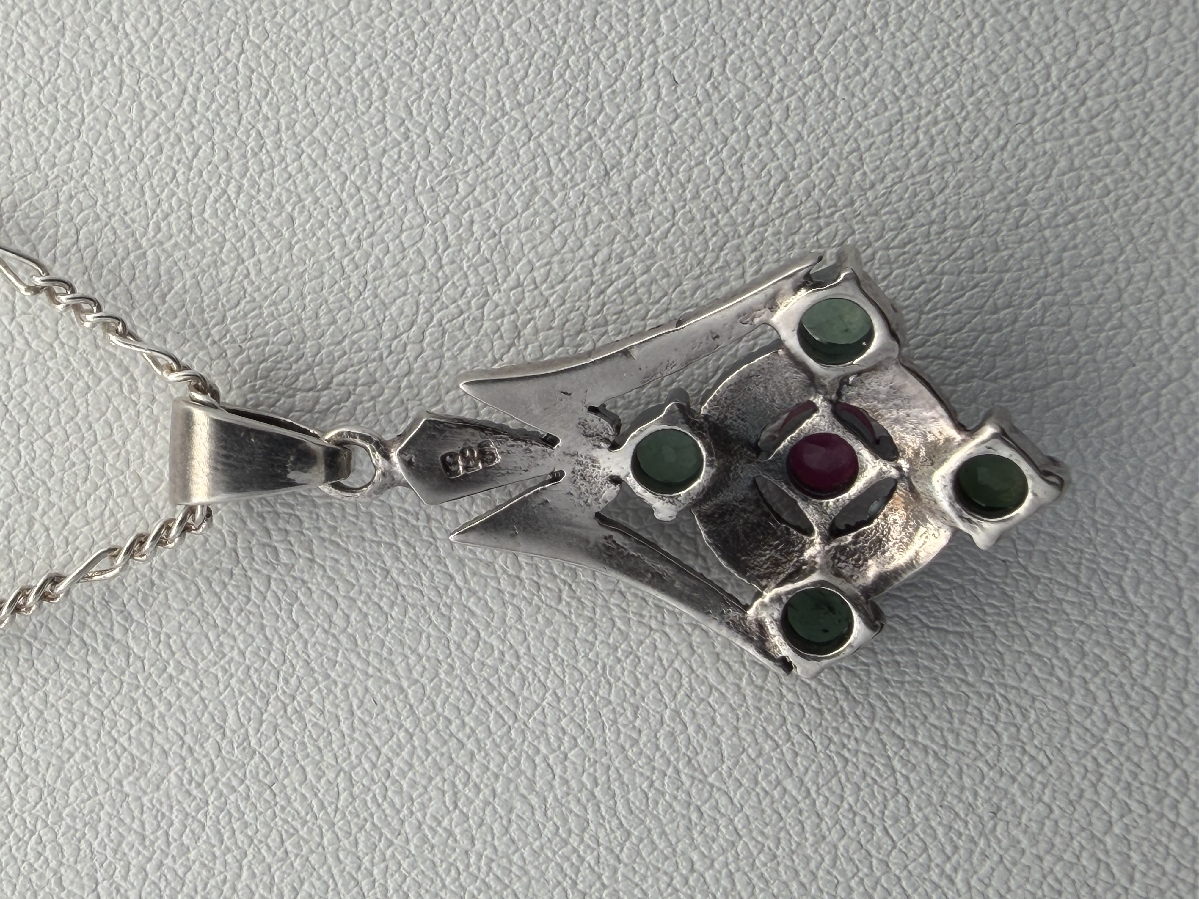 Sterling Emerald and Ruby Necklace