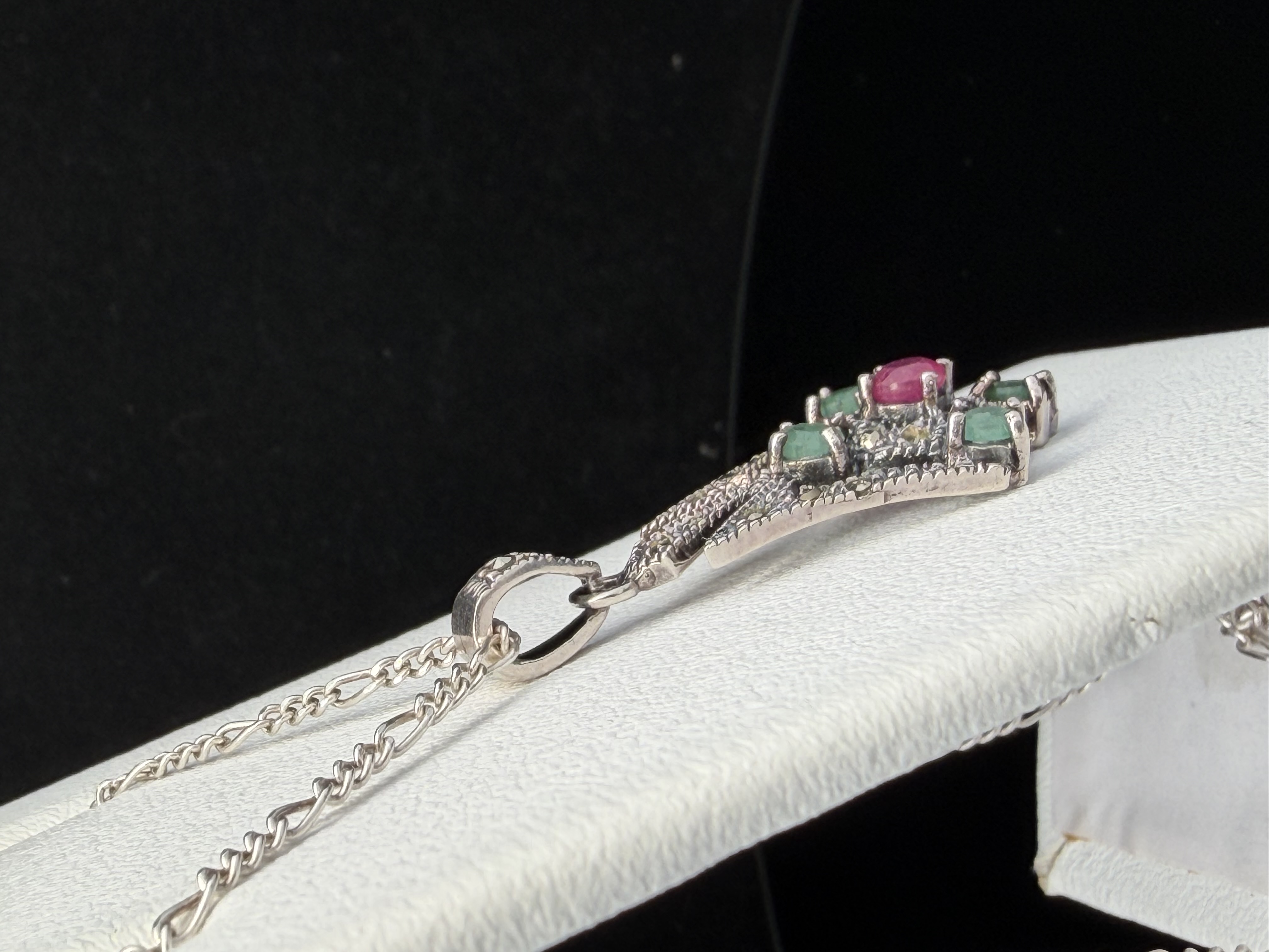 Sterling Emerald and Ruby Necklace