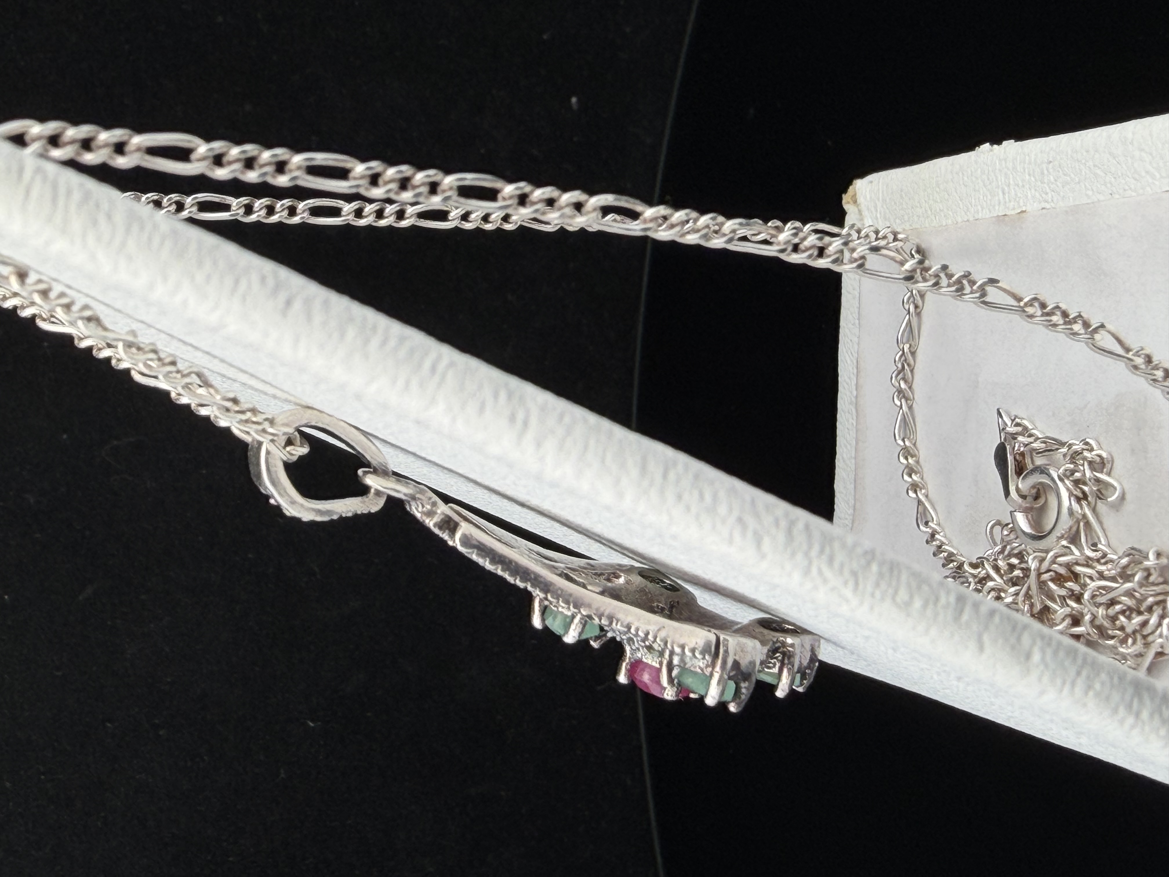 Sterling Emerald and Ruby Necklace