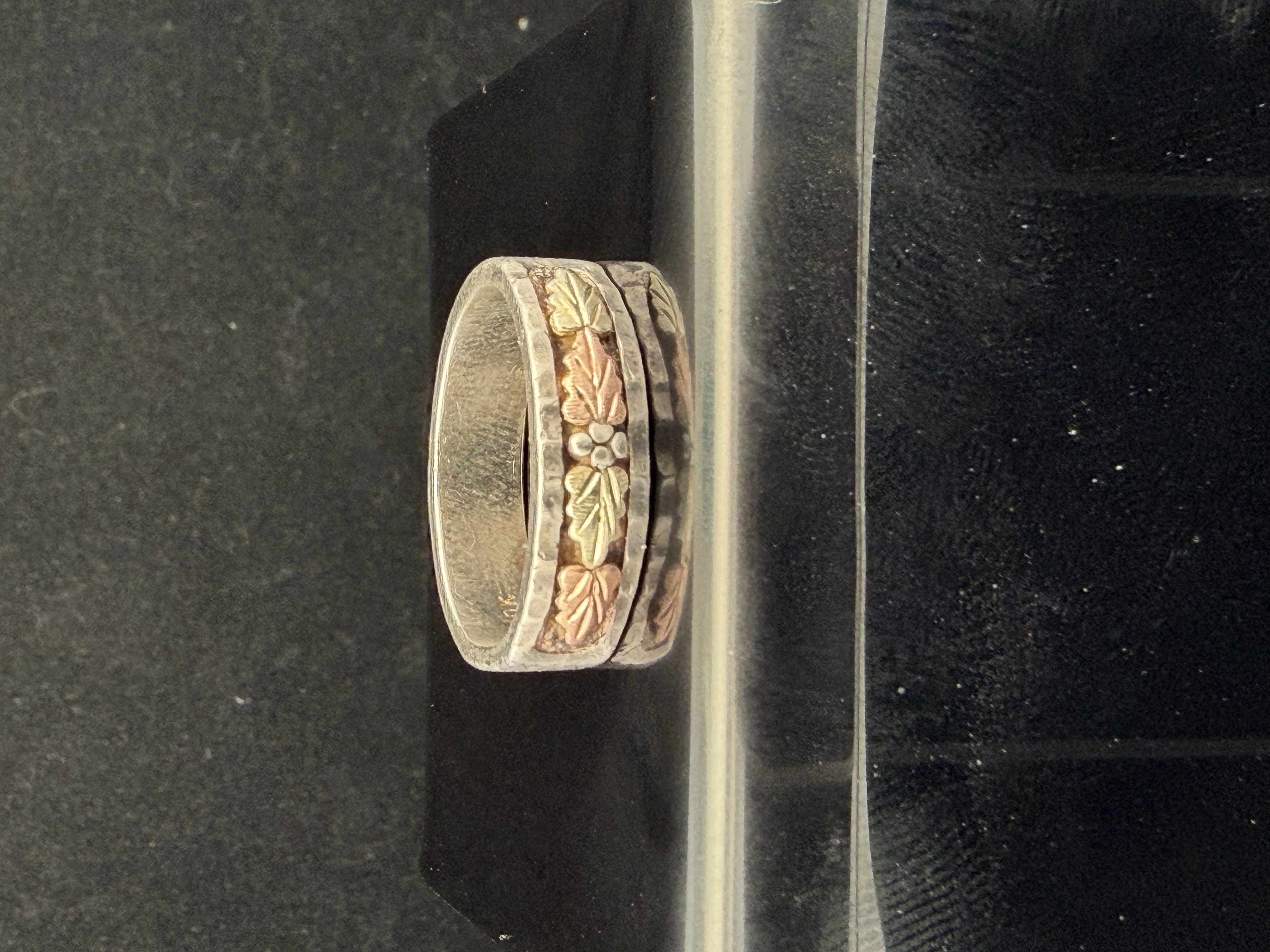 Sterling Silver 12K Black Hills Gold Tri-tone Ring