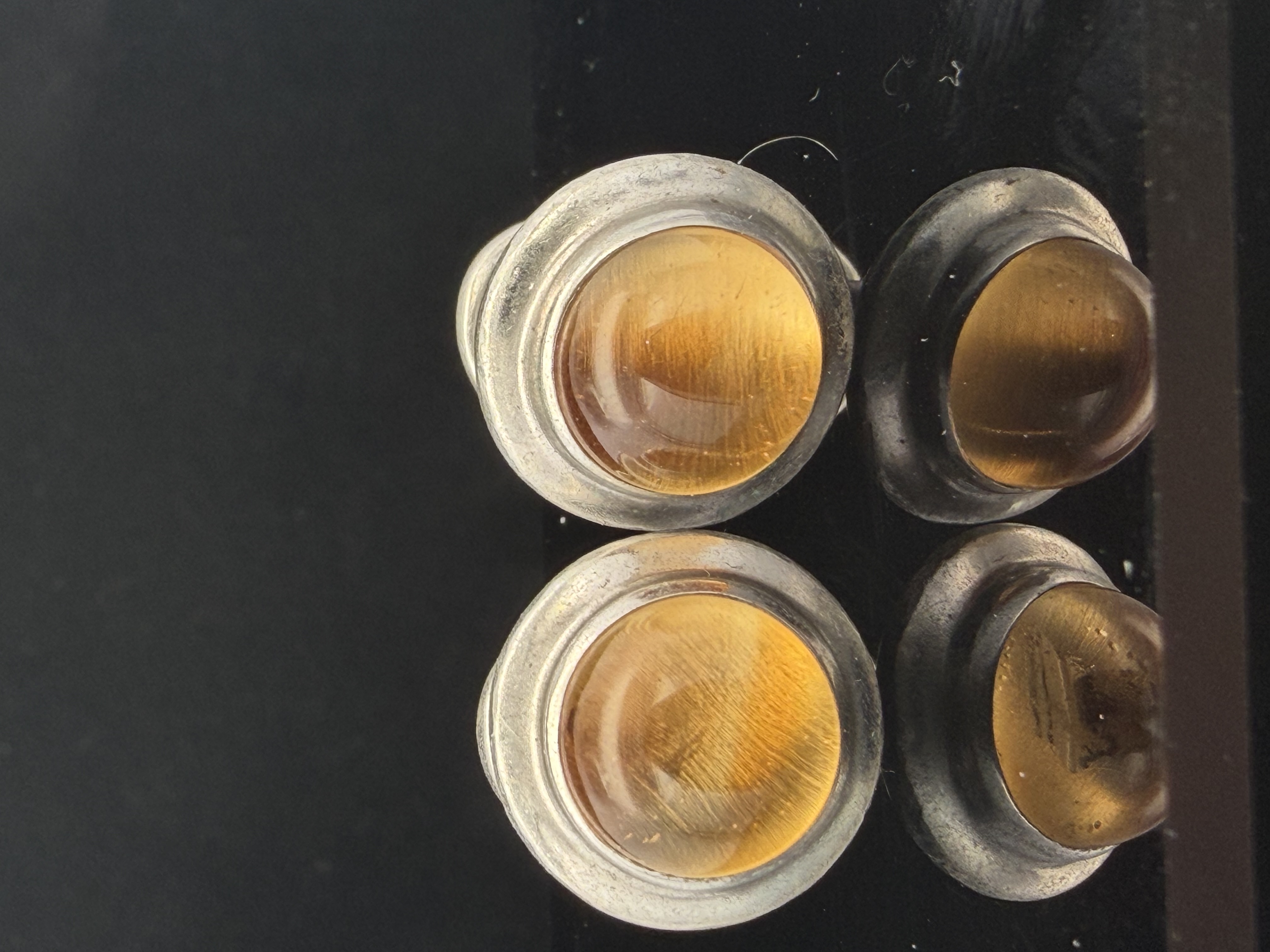 Sterling Silver Cats Eye Cuff Links