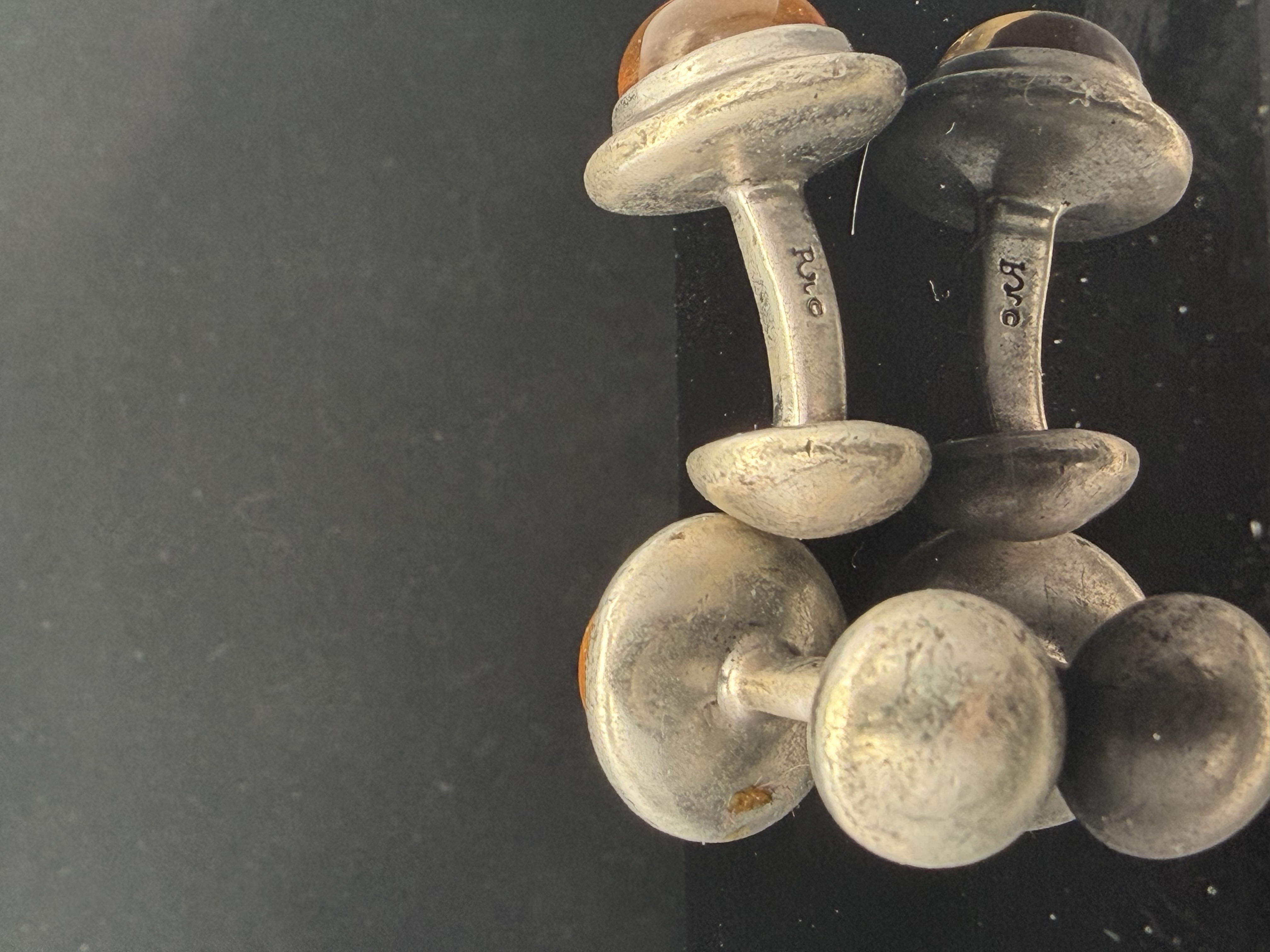 Sterling Silver Cats Eye Cuff Links