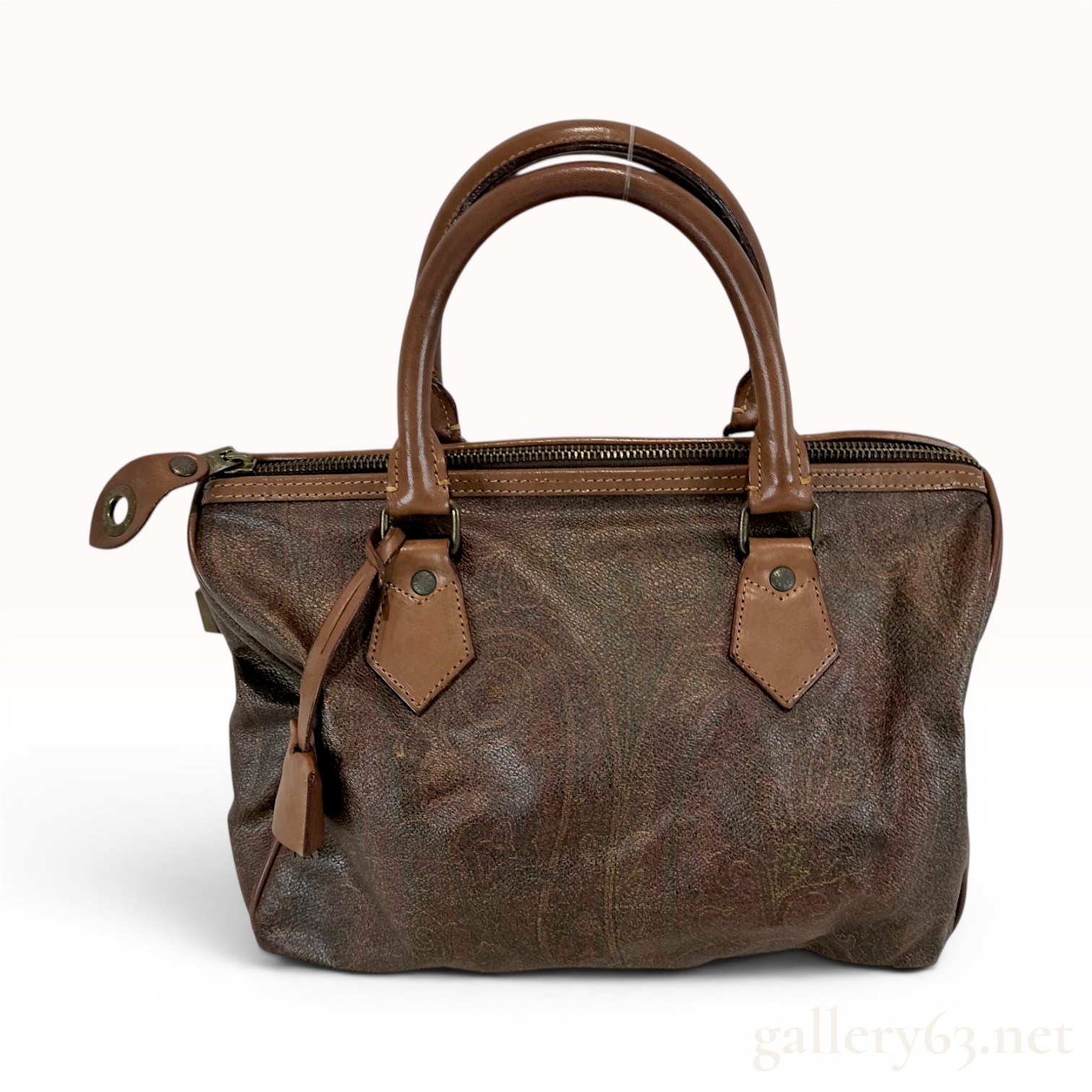 Etro Paisley Coated Canvas and Leather Boston Bag