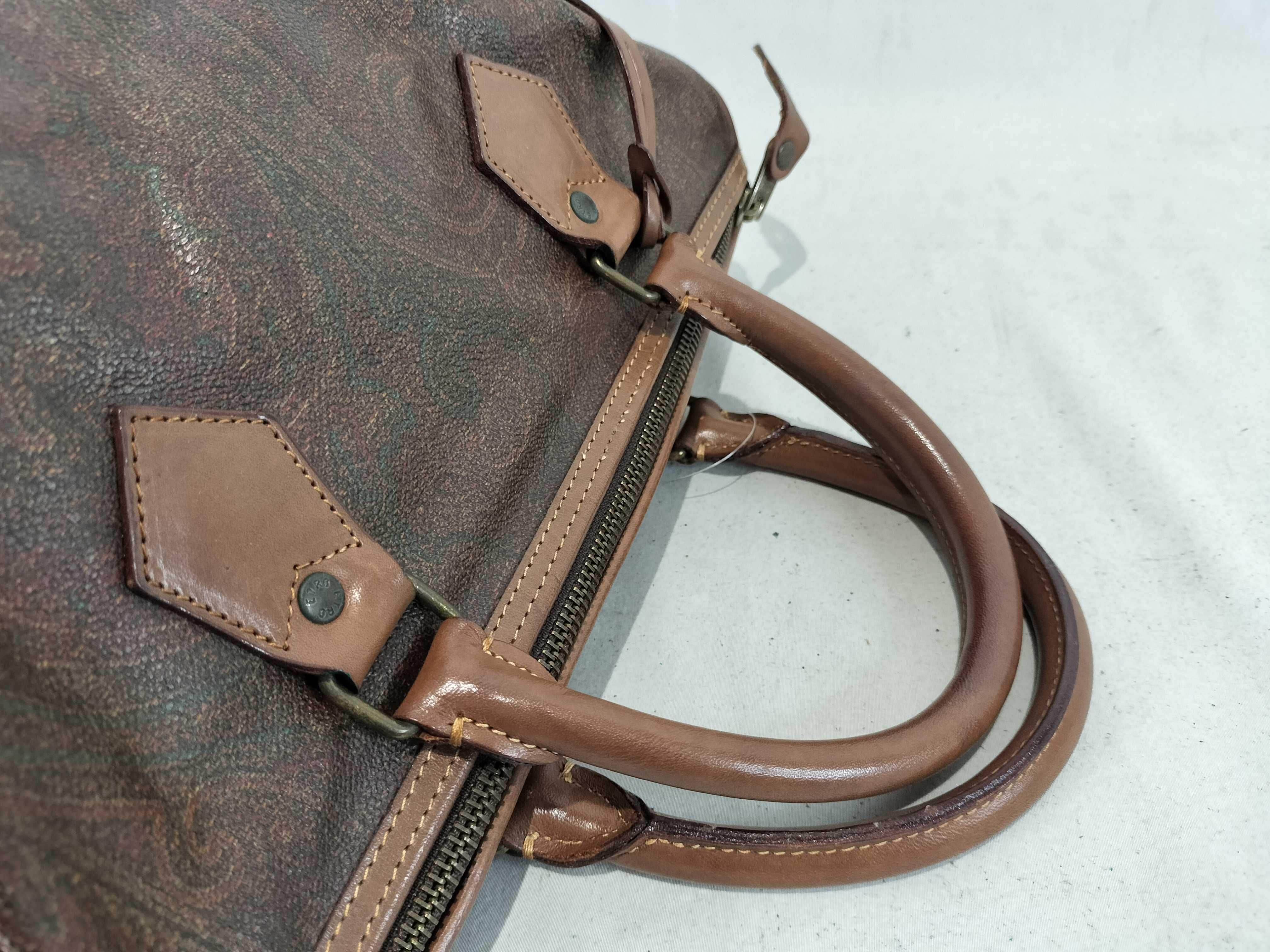 Etro Paisley Coated Canvas and Leather Boston Bag