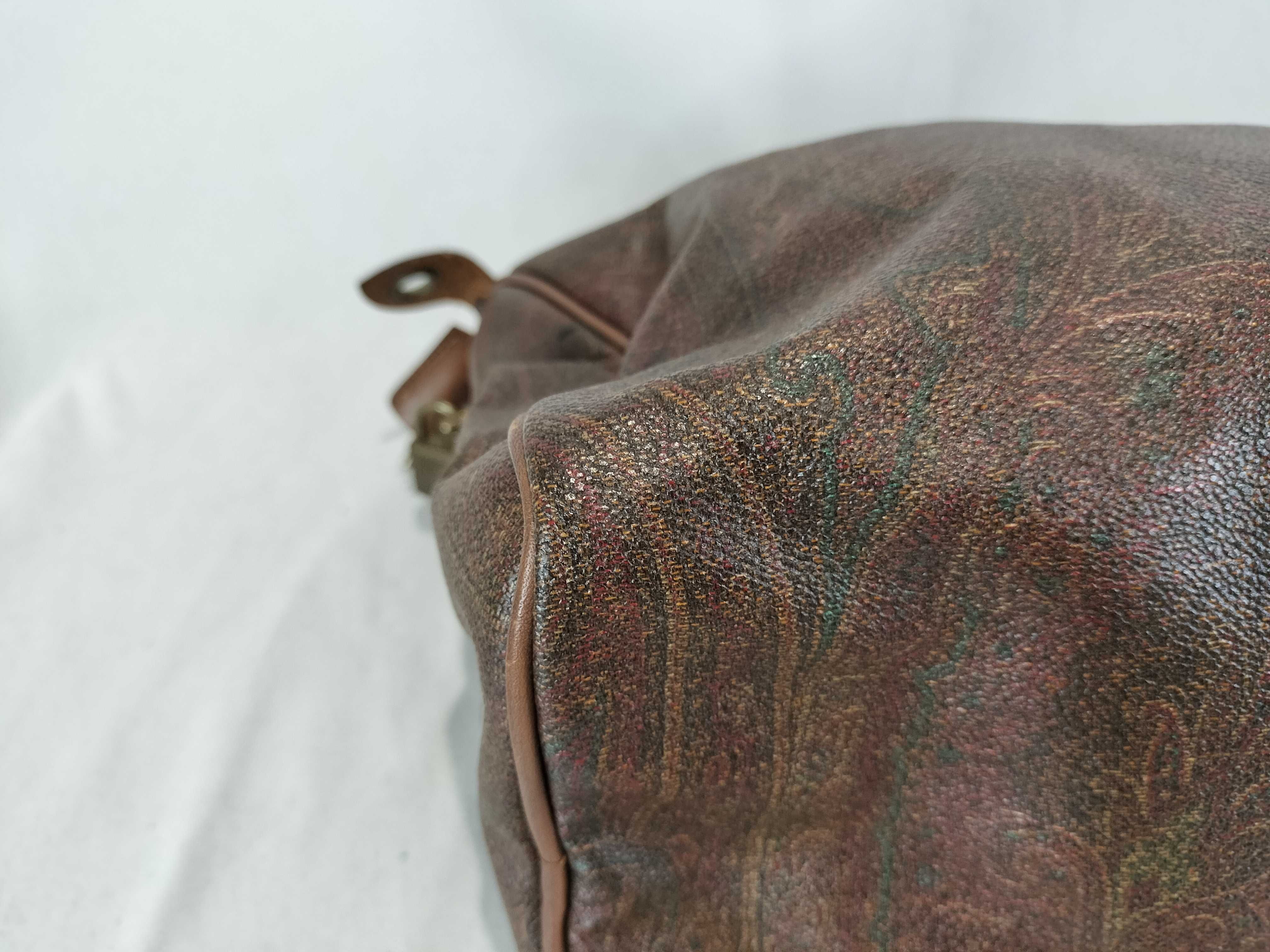 Etro Paisley Coated Canvas and Leather Boston Bag