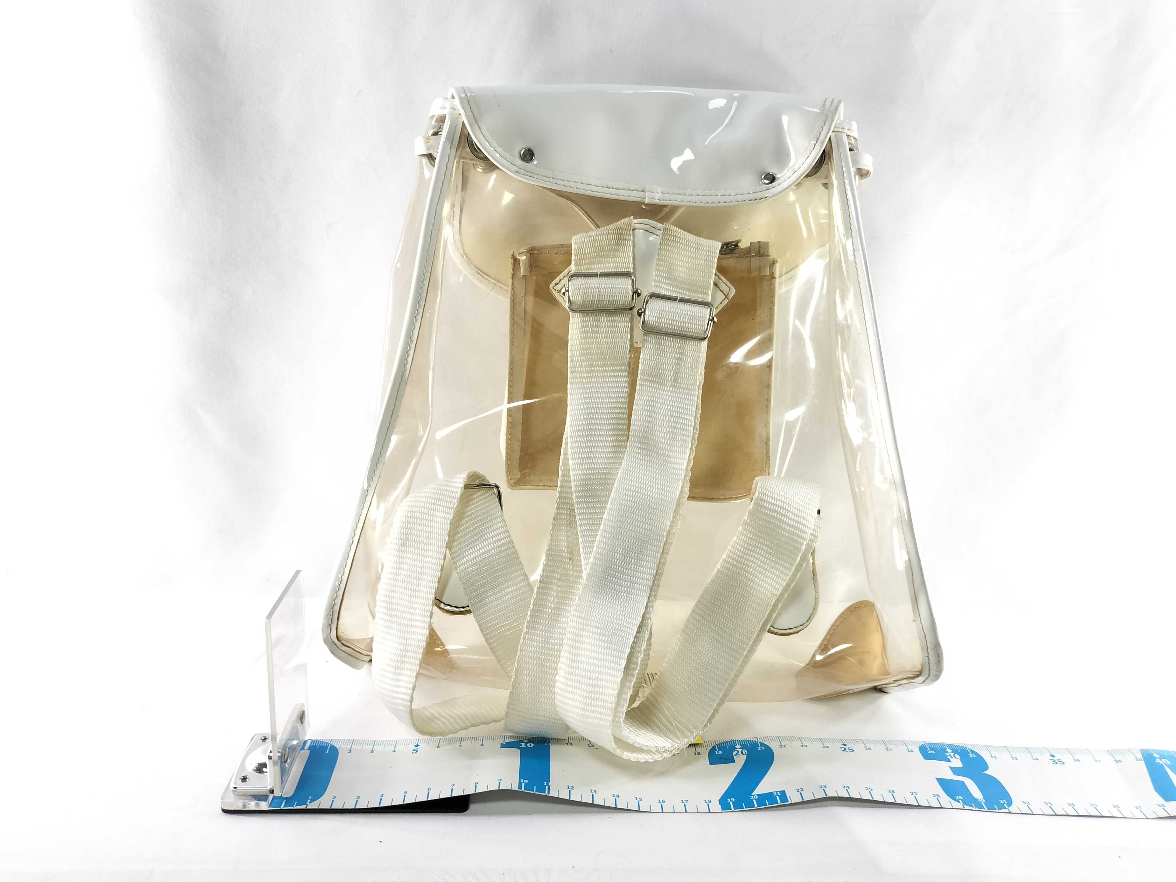 Young Versace Clear PVC and White Patent Medusa Backpack