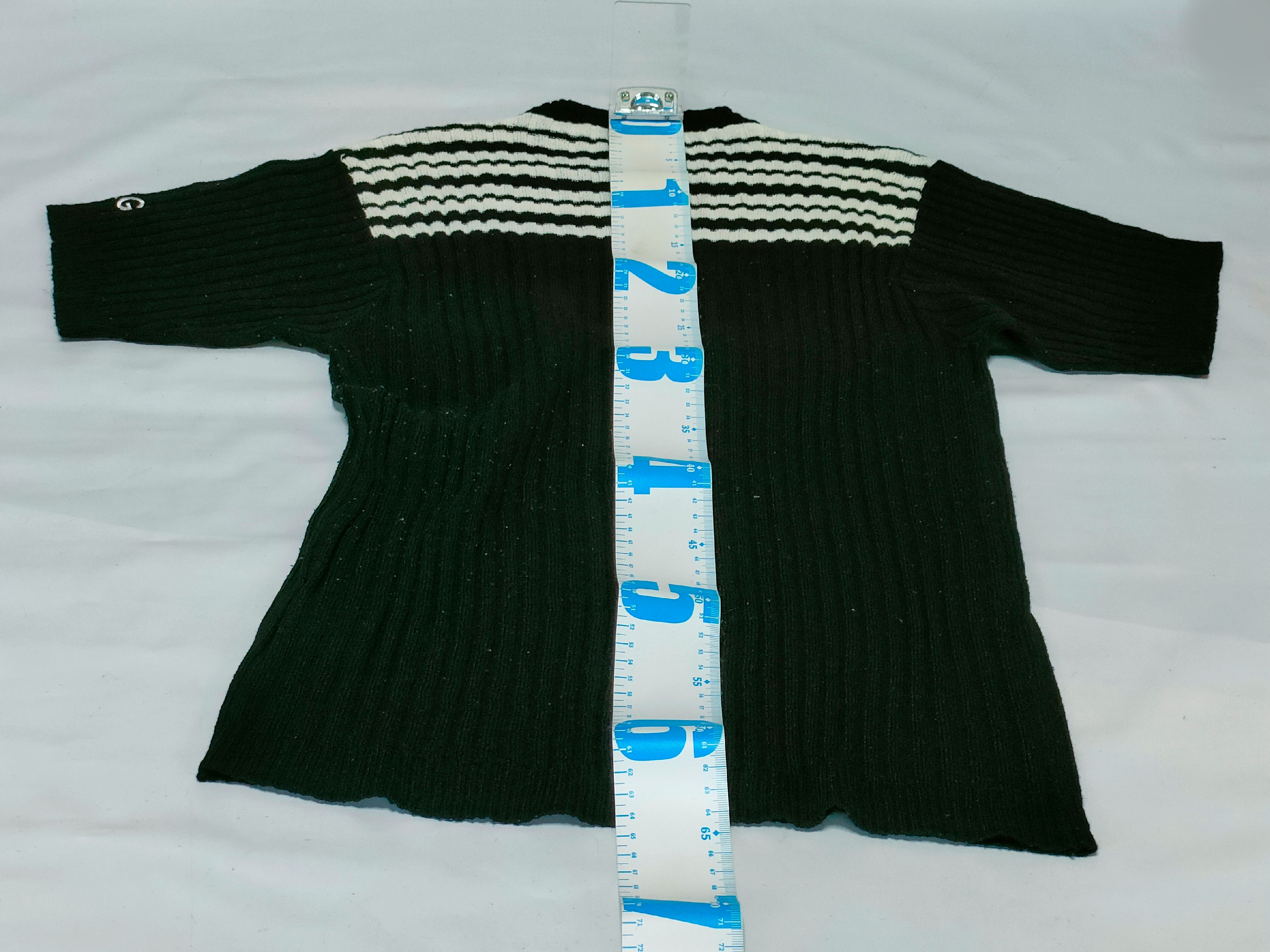 D&G Dolce & Gabbana Striped Ribbed Cotton Knit Top, Size M