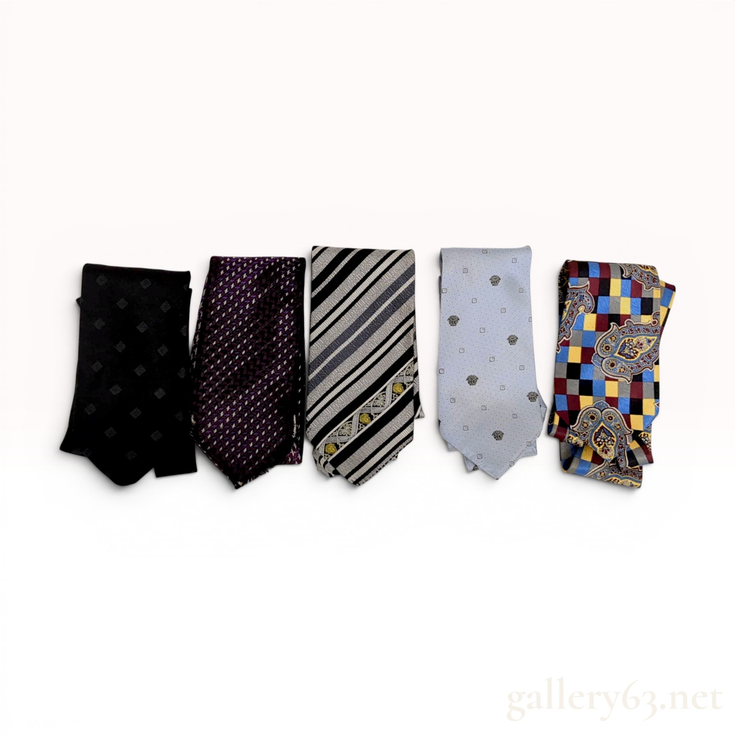A Collection of Five Designer Silk Neckties